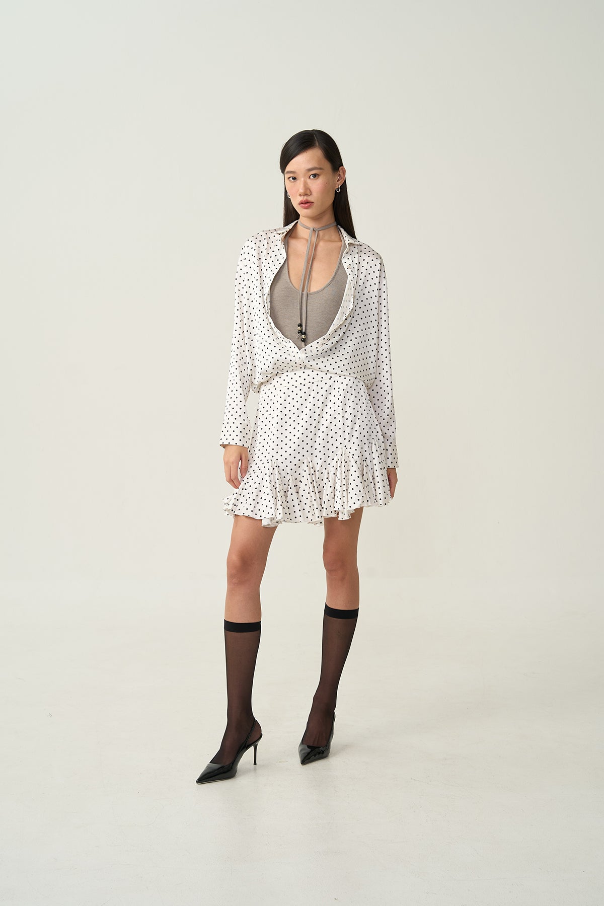 Nora Ruffle Dot Skirt Ivory