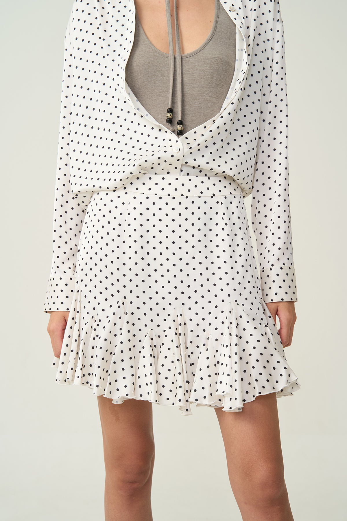 Nora Ruffle Dot Skirt Ivory