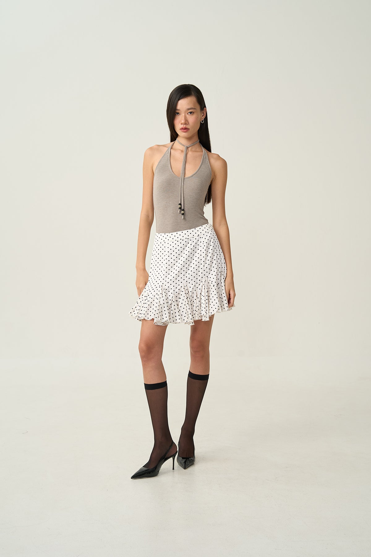 Nora Ruffle Dot Skirt Ivory