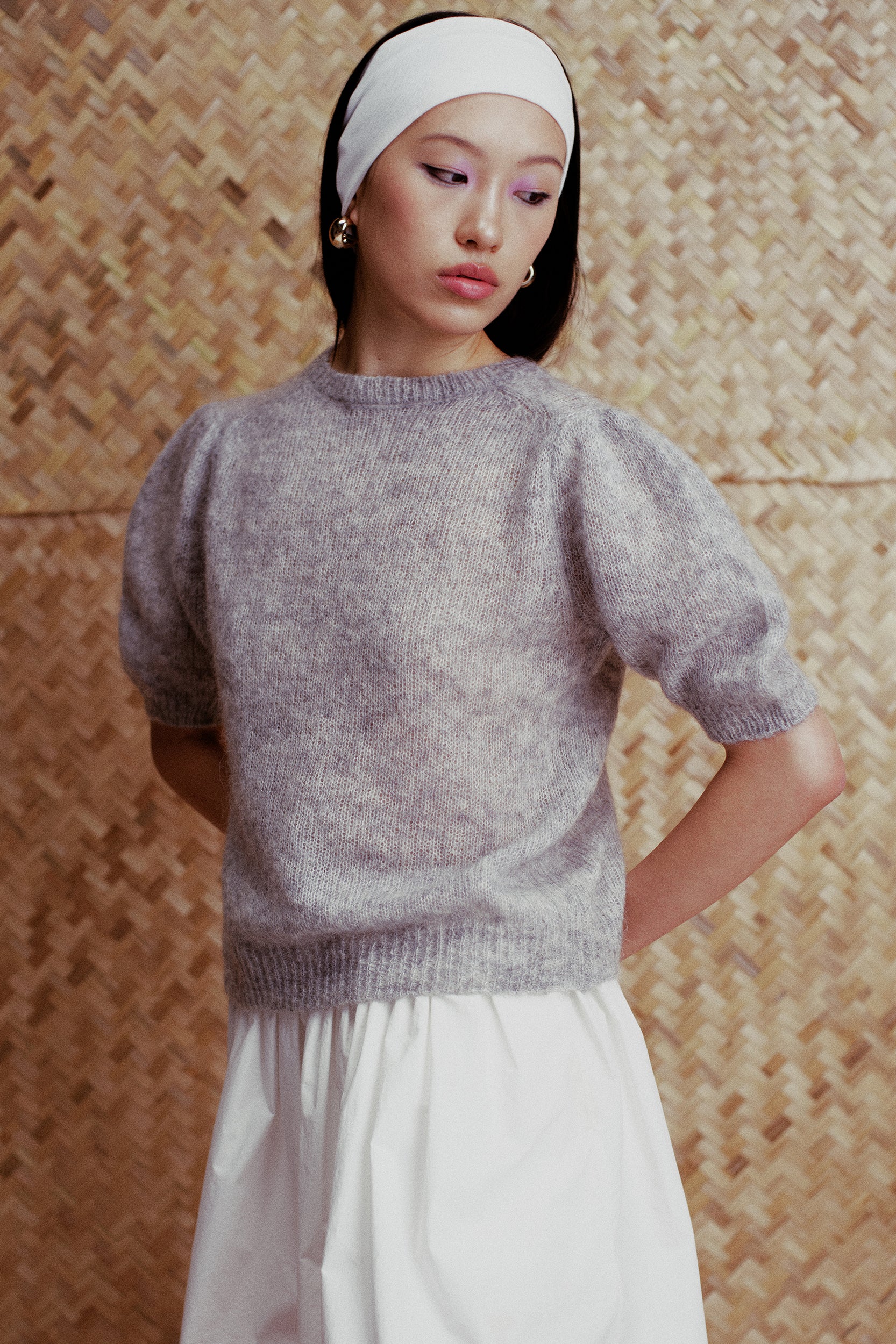 Nova Puff Sleeve Mohair Blend Crop Top