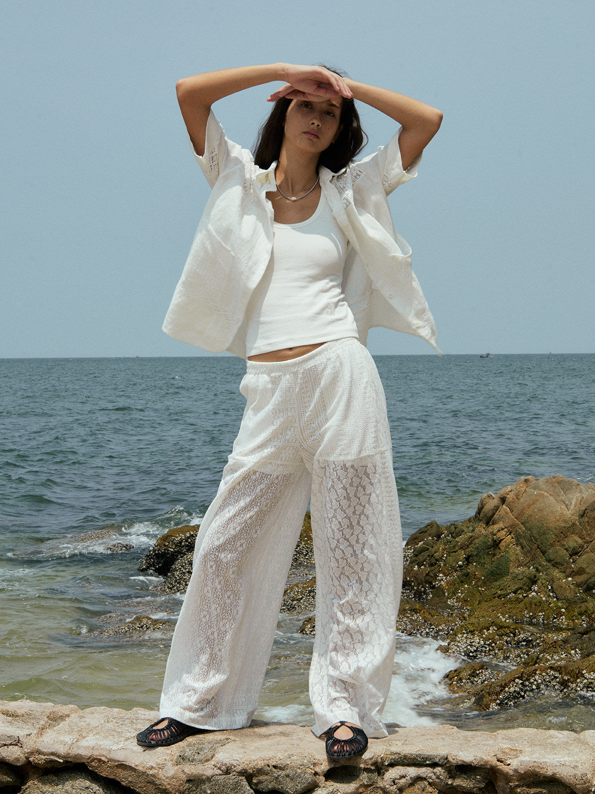 Calista Linen Lace Blouse