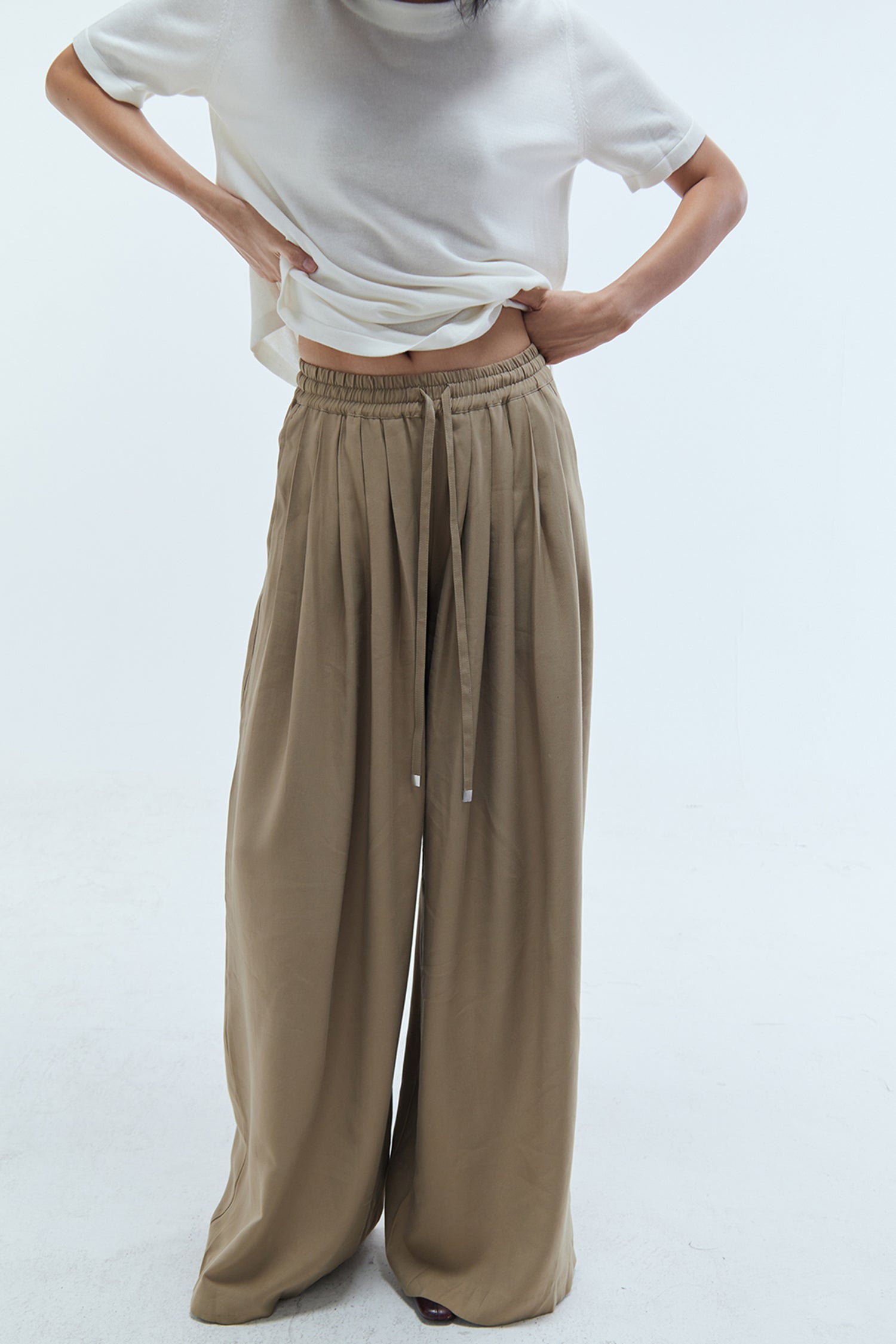 Sofia Wide-Leg Trousers Khaki