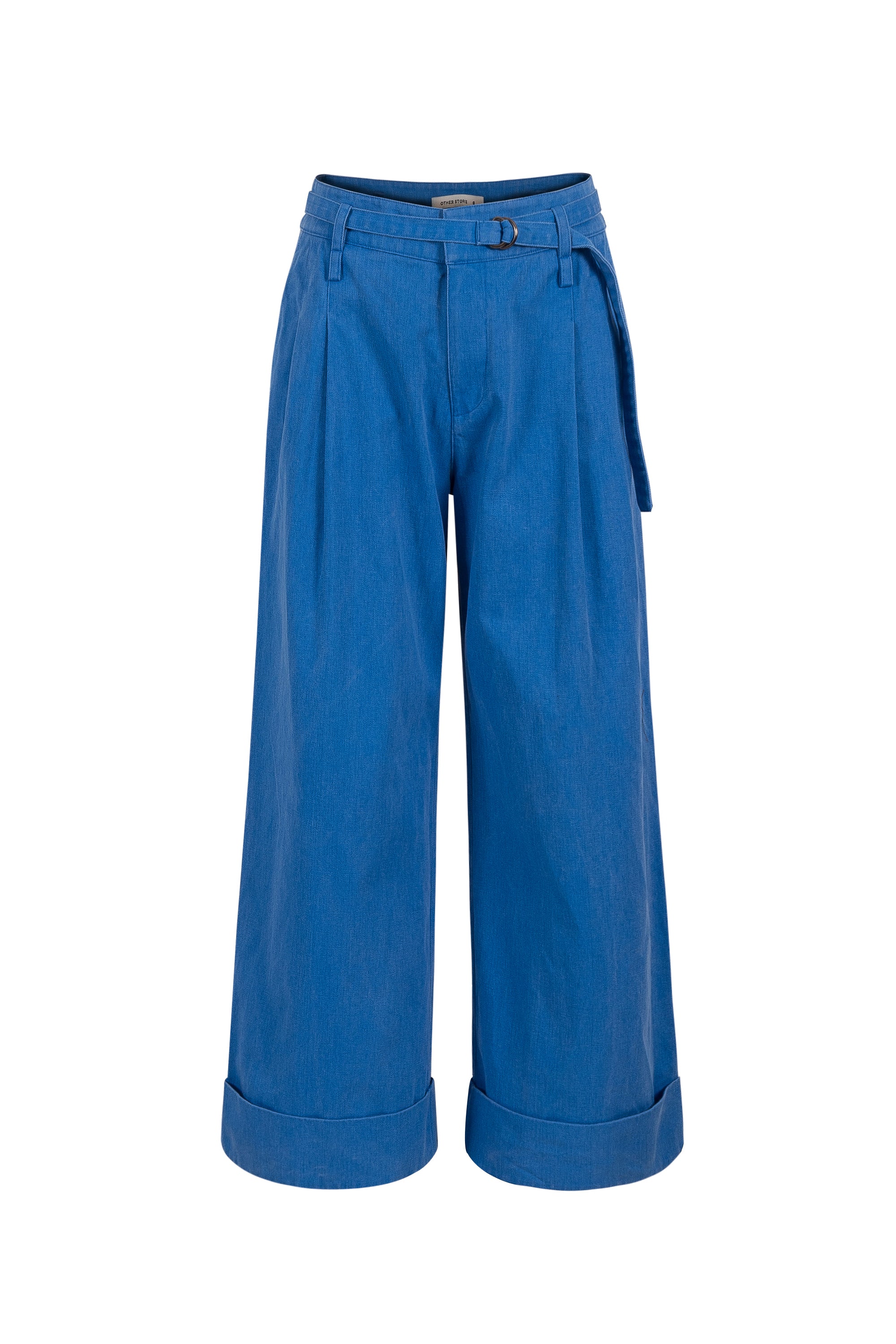 OTHER STORE Apex Tie-Waist Cuffed Wide-Leg Trousers In Blue