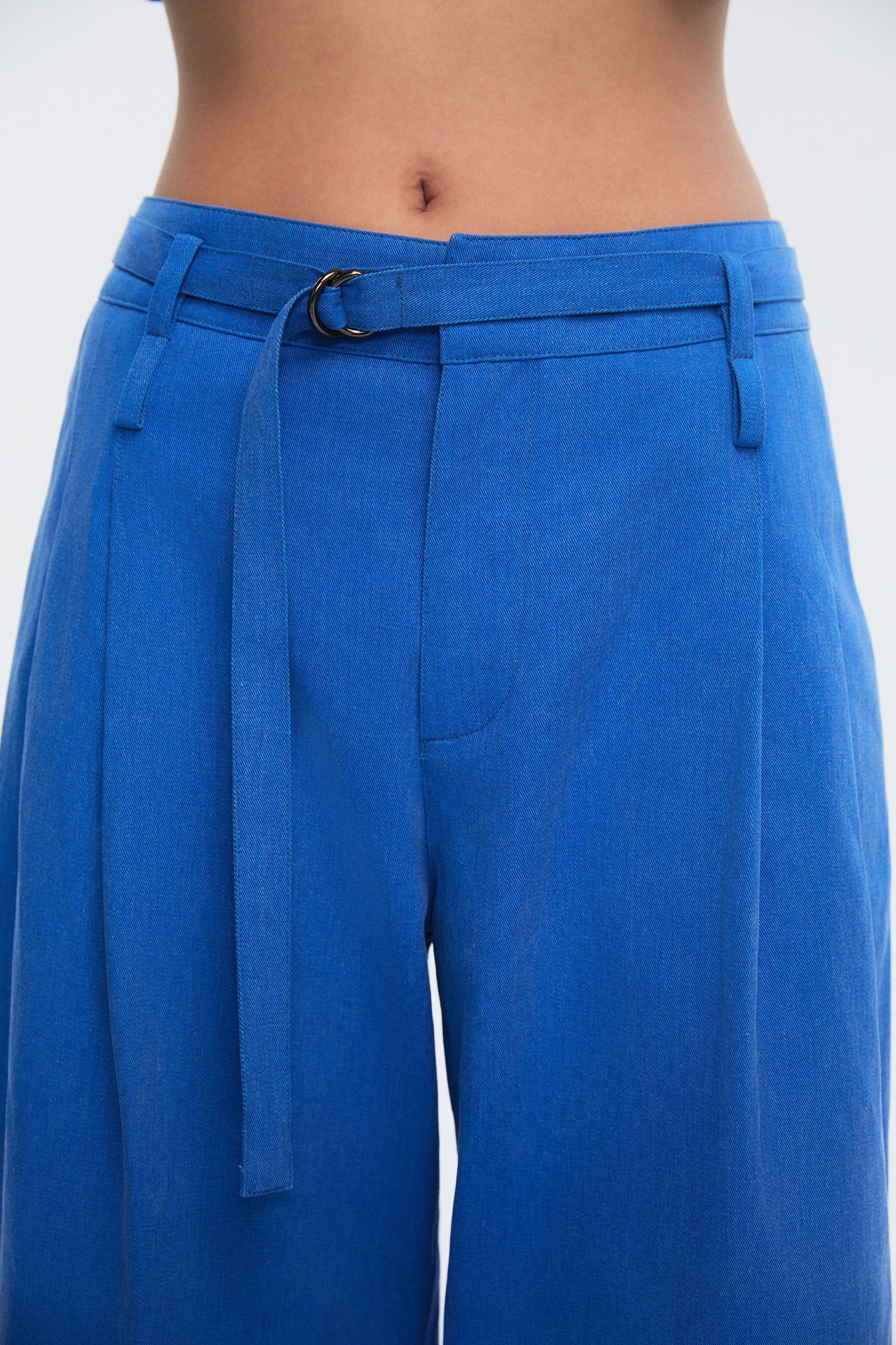 OTHER STORE Apex Tie-Waist Cuffed Wide-Leg Trousers In Blue