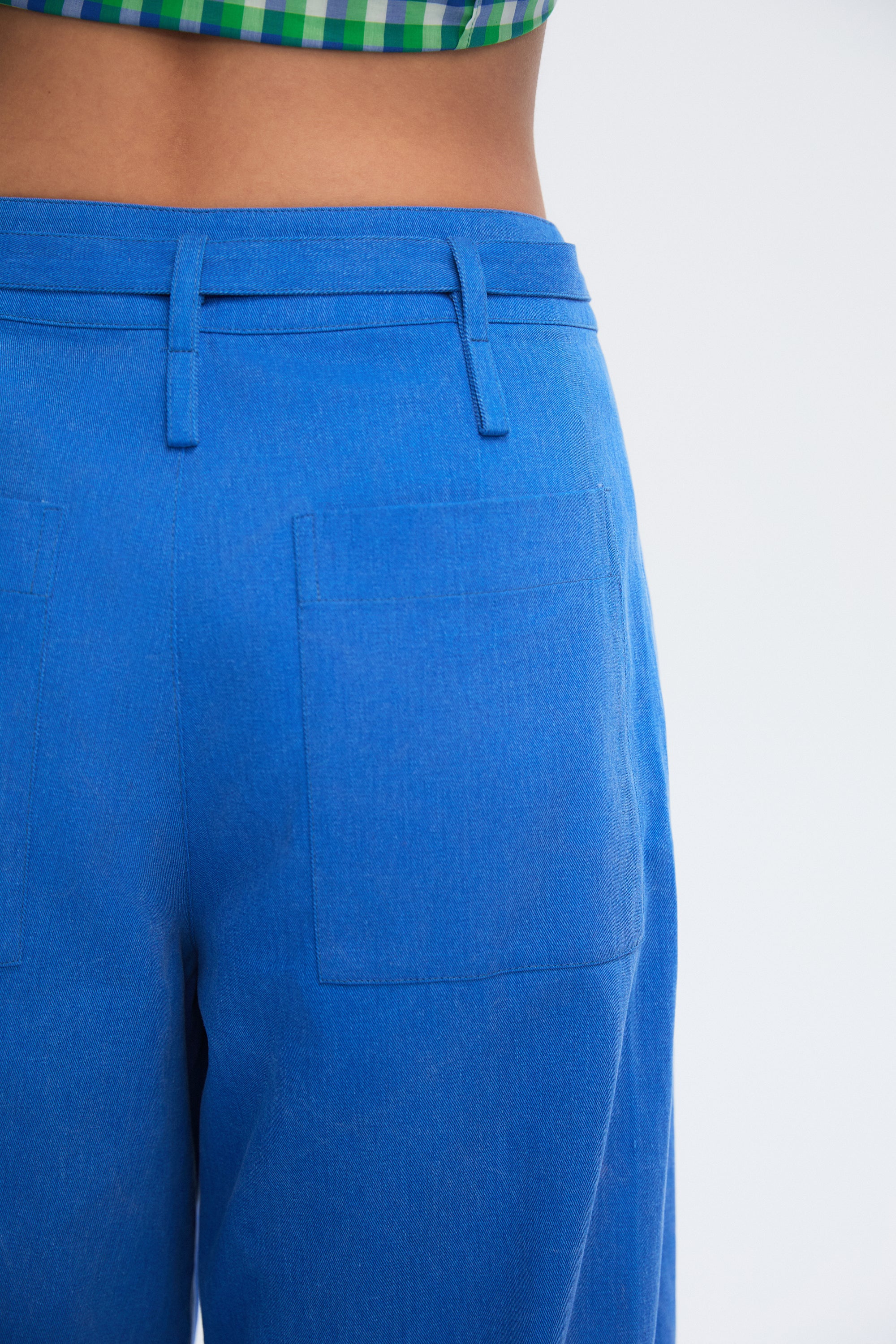 OTHER STORE Apex Tie-Waist Cuffed Wide-Leg Trousers In Blue