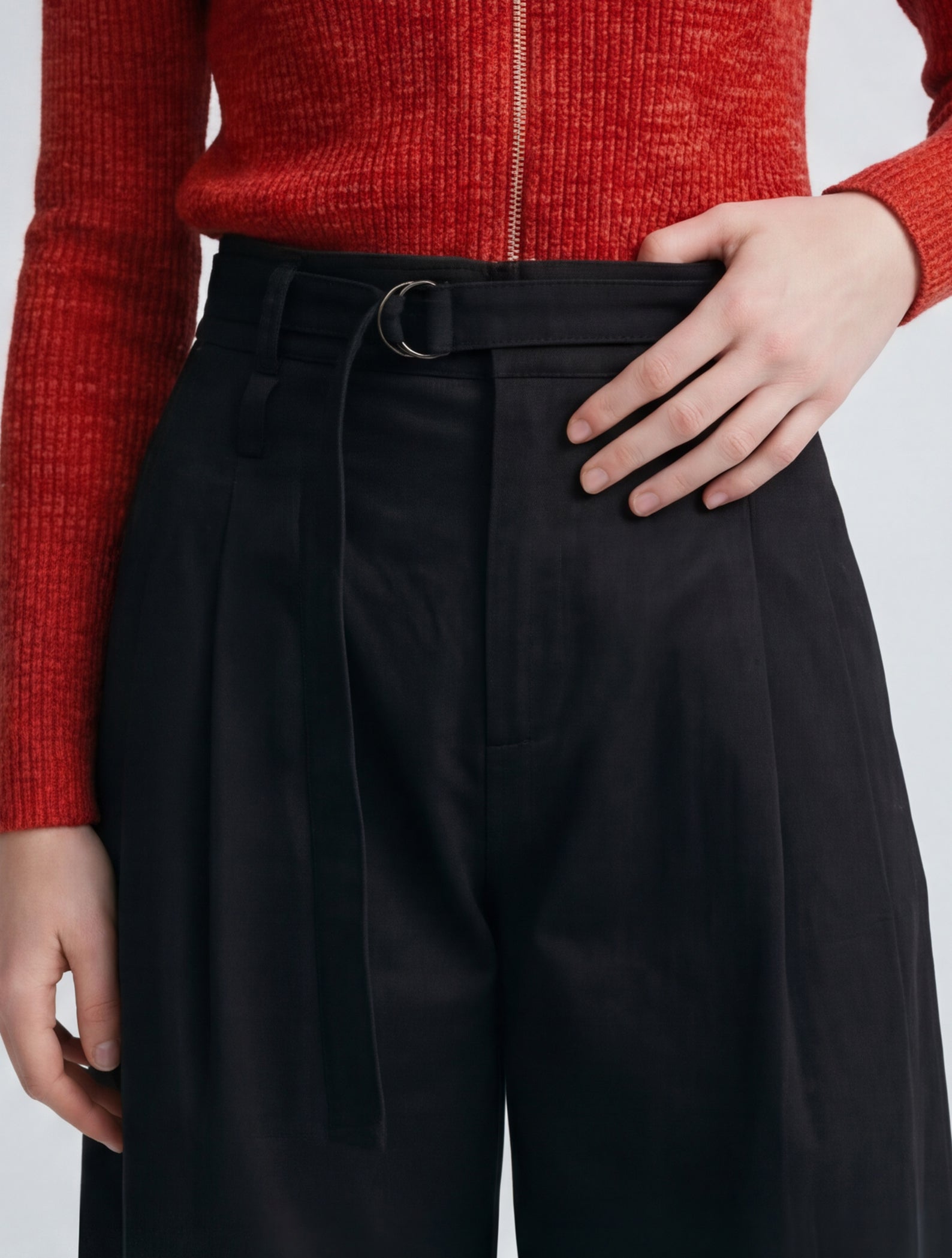 OTHER STORE Apex Tie-Waist Cuffed Wide-Leg Trousers In Black