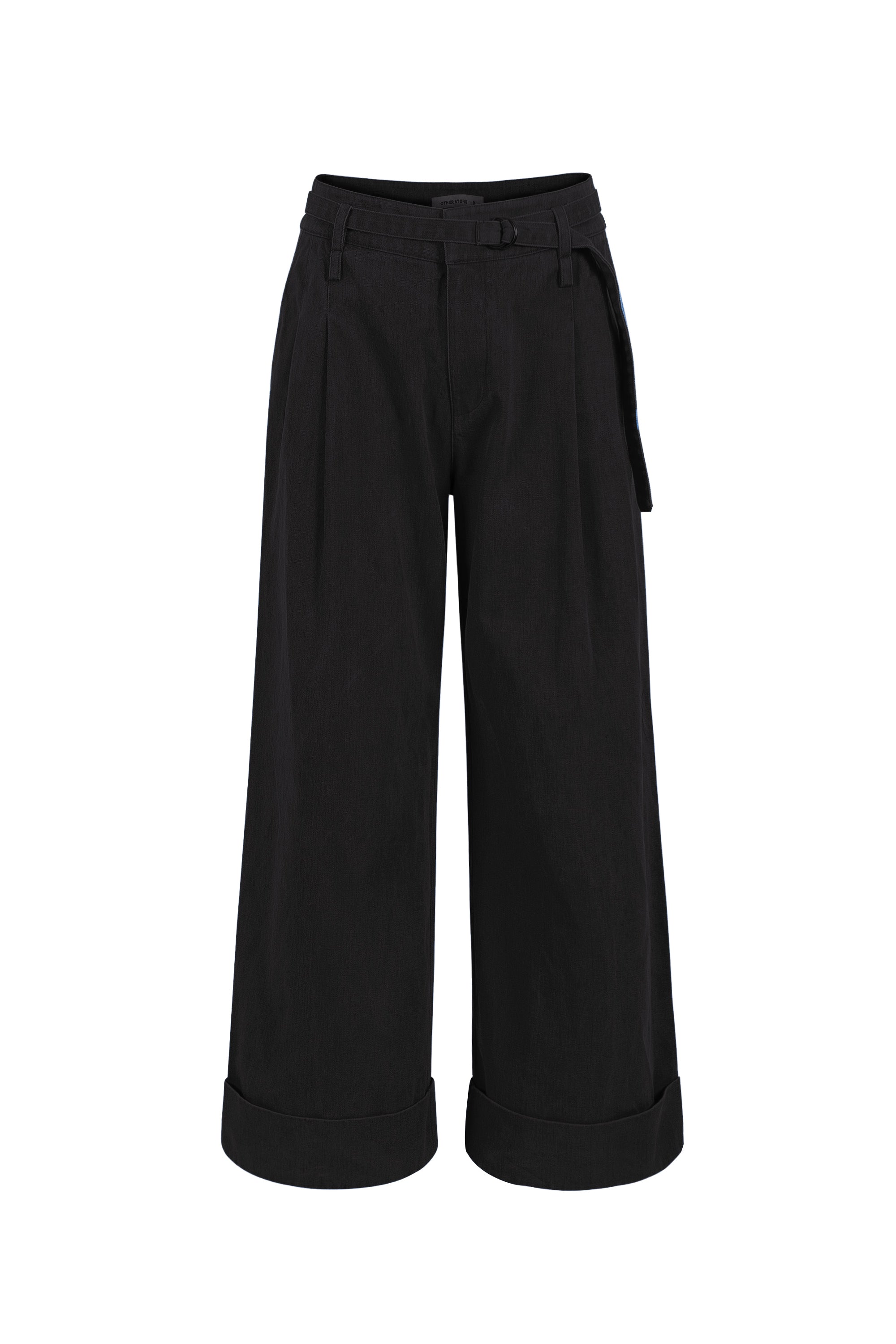 OTHER STORE Apex Tie-Waist Cuffed Wide-Leg Trousers In Black