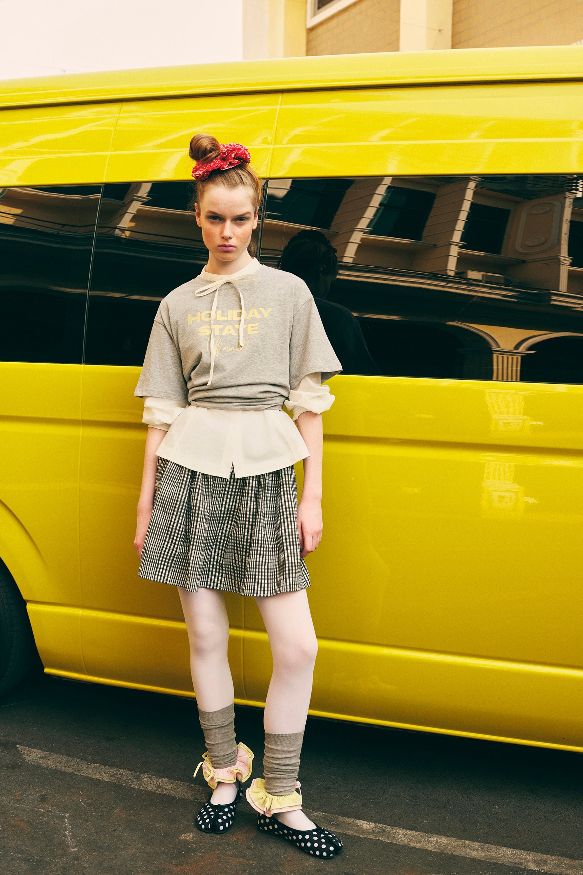 OTHER STORE Picnic Gingham Lyocell A-Line Mini Skirt
