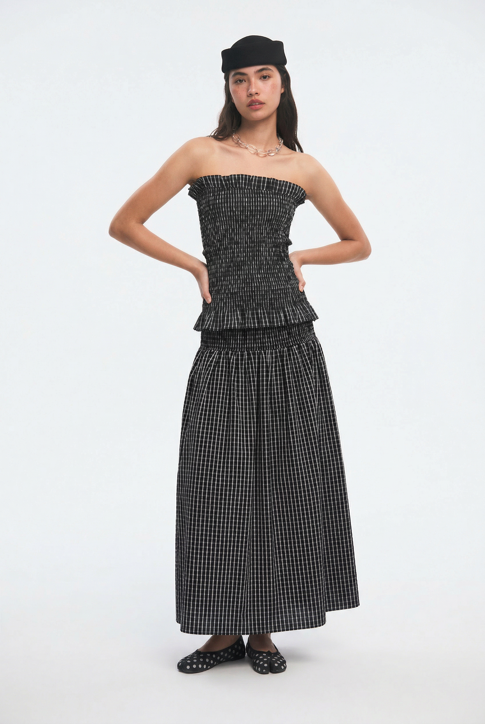 OTHER STORE Picnic Gingham Smocked Maxi Skirt