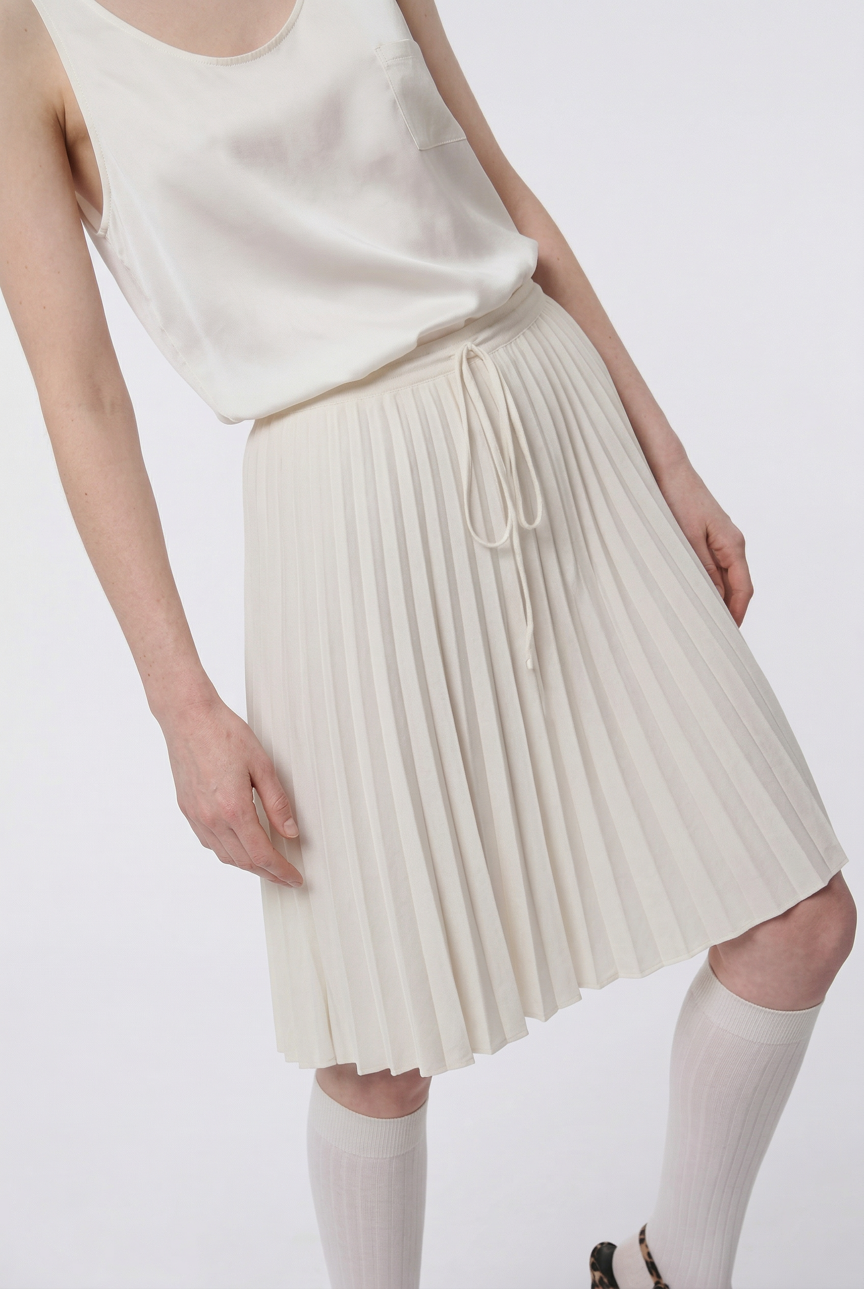 OTHER STORE Silk-Touch U-Neck Triacetate Tank Top in Pearl Ivory