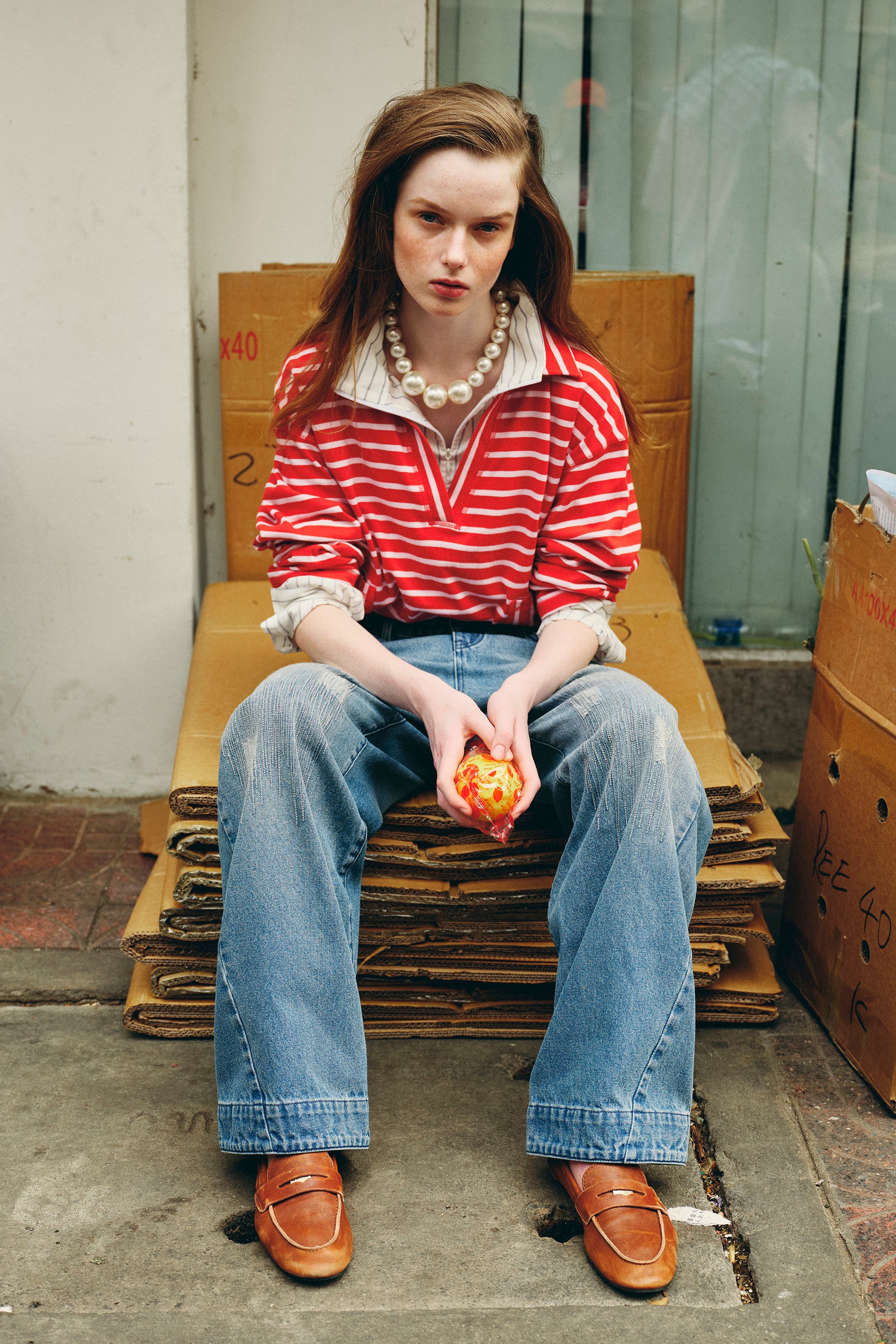 OTHER STORE Trace Embroidered Patchwork Vintage Jeans