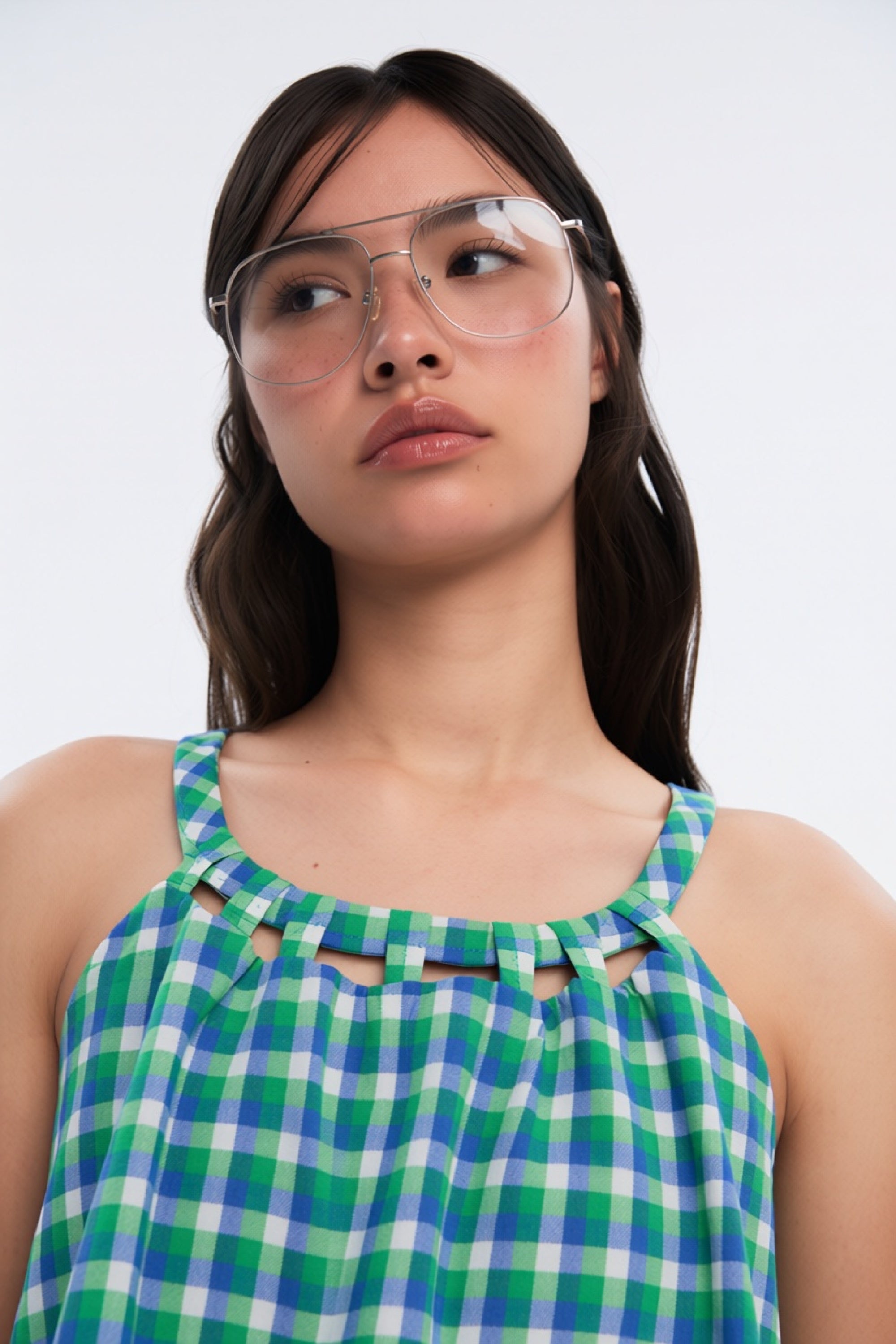 OTHER STORE Arc Bridge-Detail Square-Cutout Halter Top