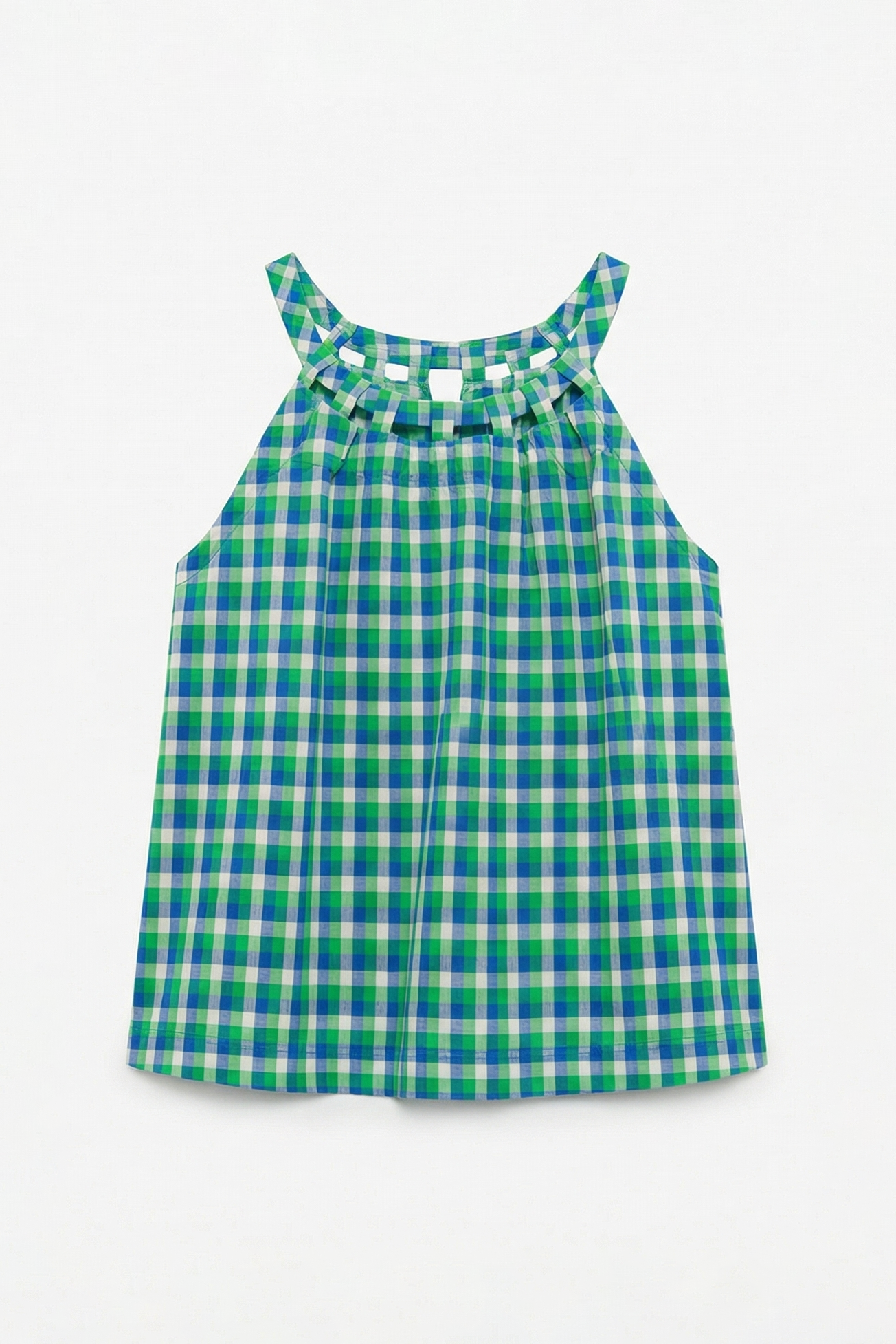 OTHER STORE Arc Plaid Halter Top, Cutout Neck Sleeveless Summer Tank Top