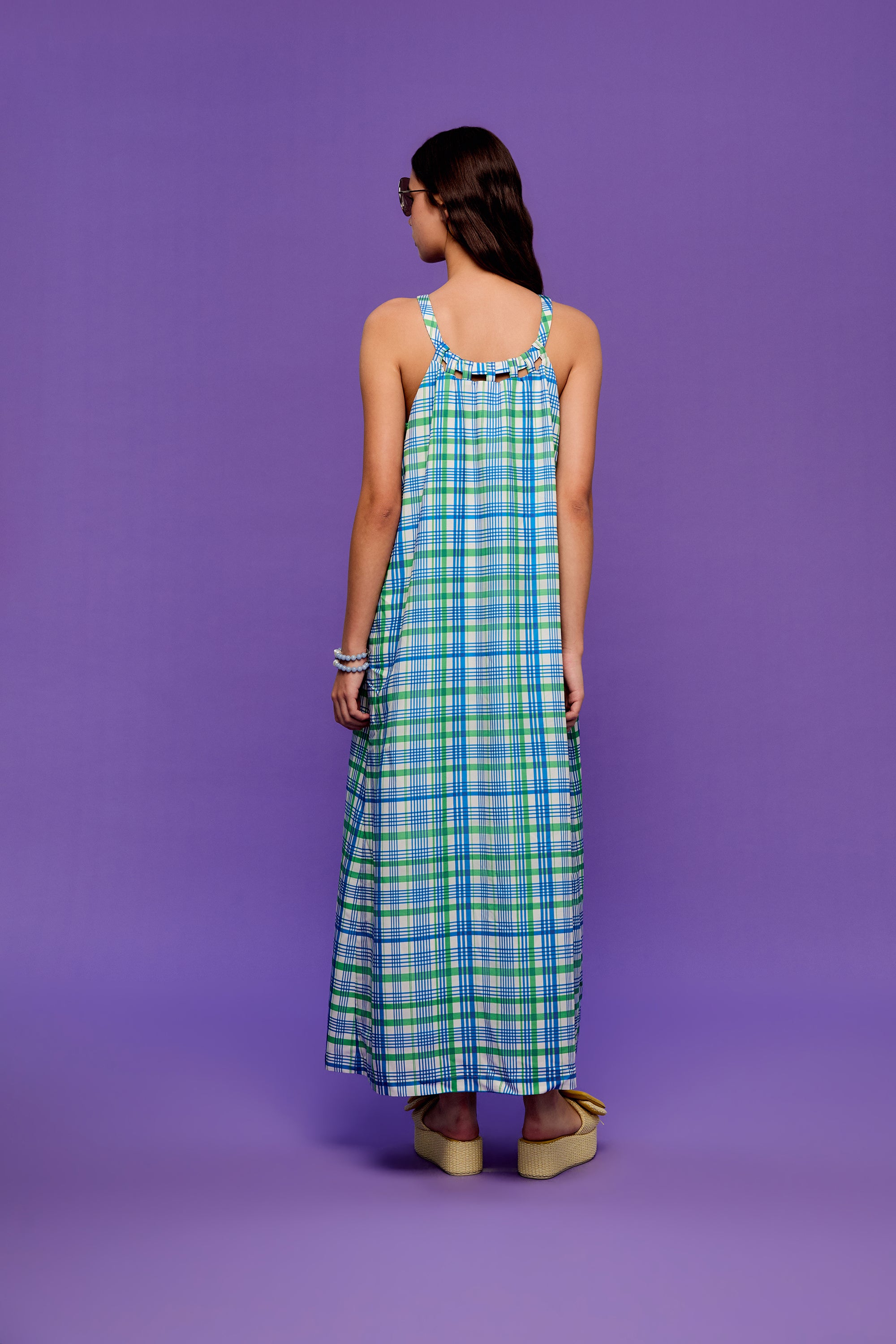 OTHER STORE Arc Lyocell-Blend Large Check Halter Dress