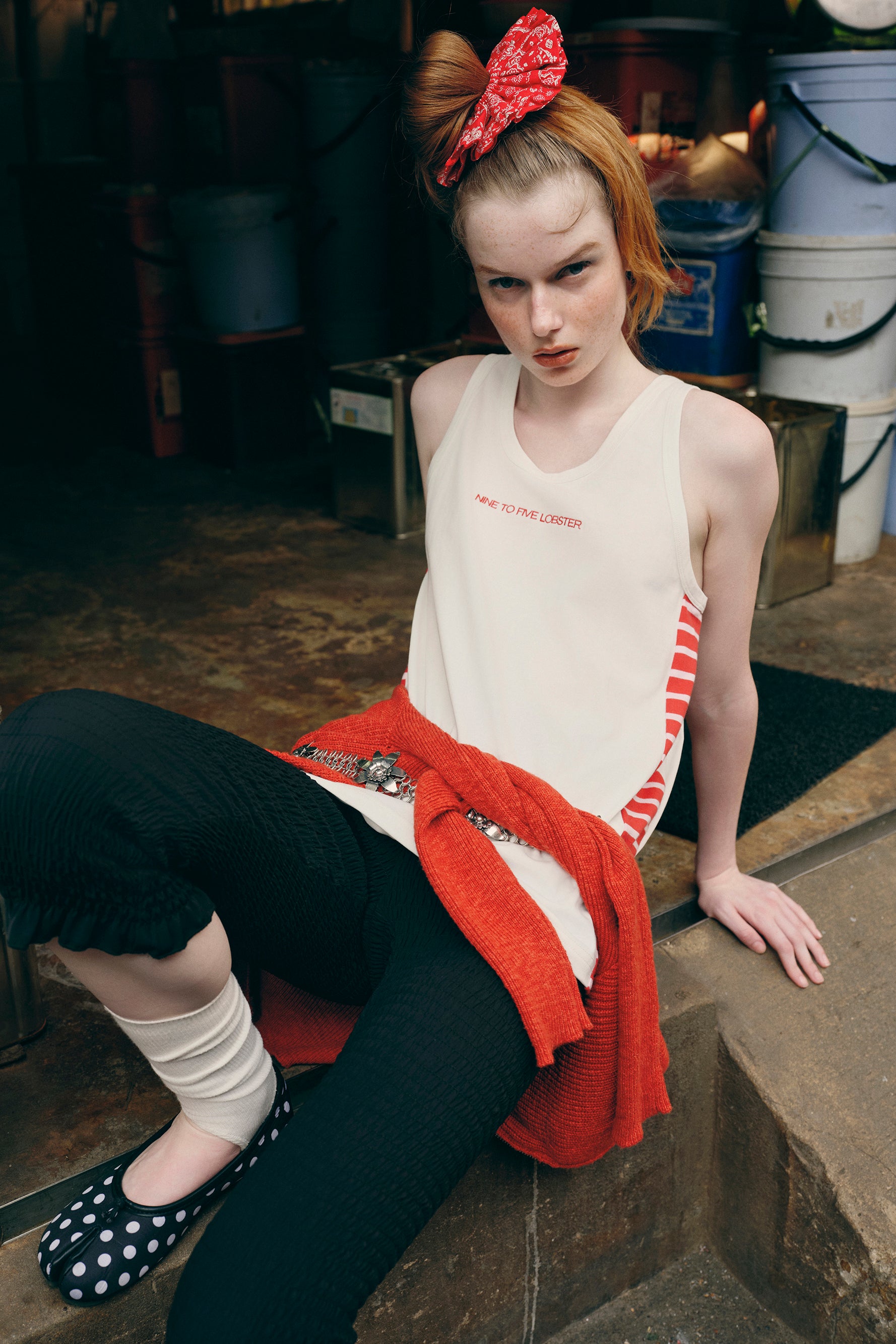 OTHER STORE Cloud Paisley Double-Layer Hair Scrunchie In Red