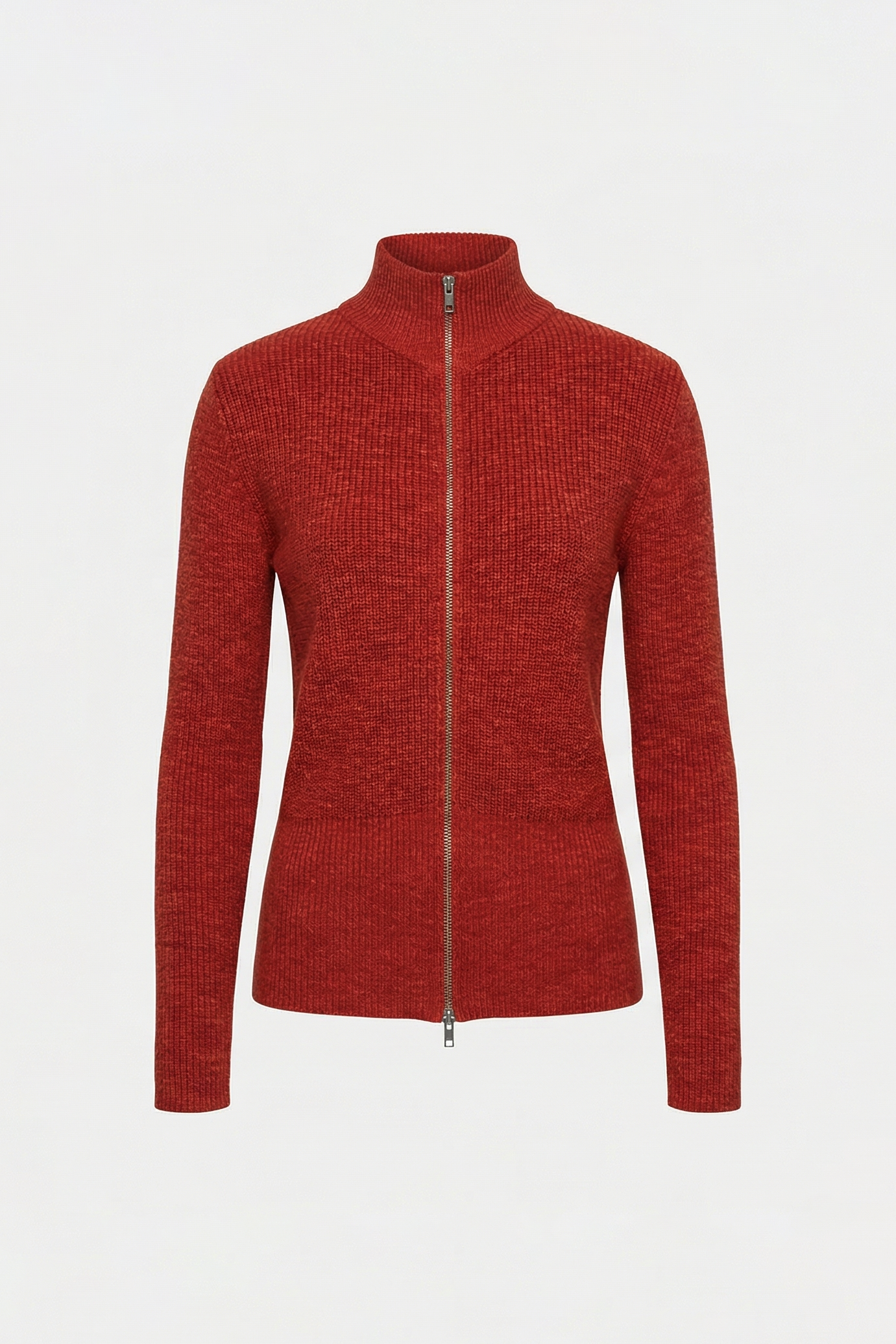 OTHER STORE Flex Two-Way Zip Stand-Collar Ingot Knit Cardigan In Red