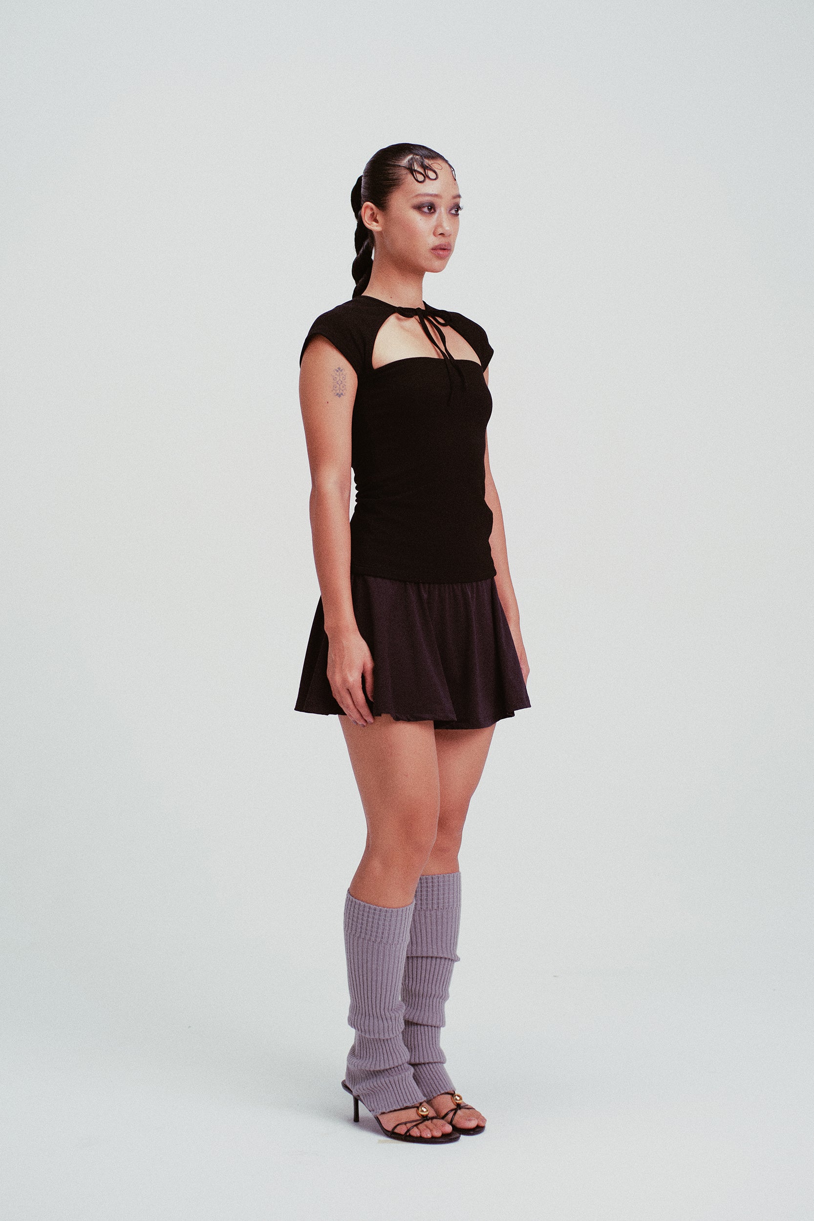 Rhea Reversible Cap-Sleeve Top Black