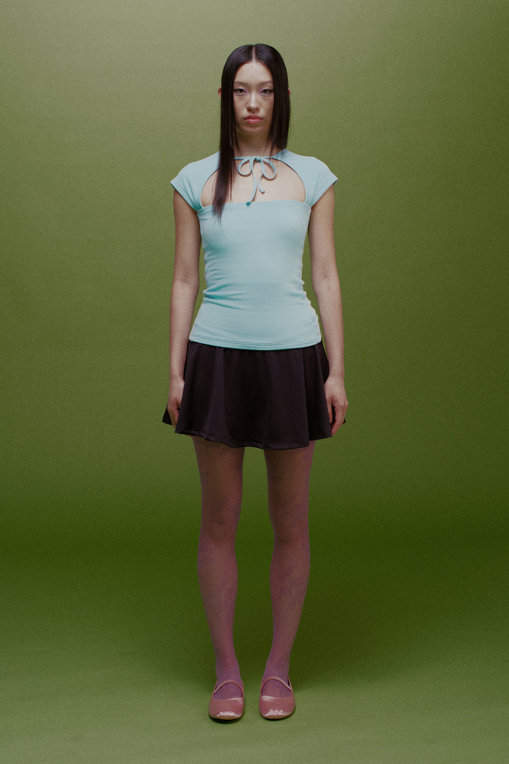 Rhea Reversible Cap-Sleeve Top Sky Blue