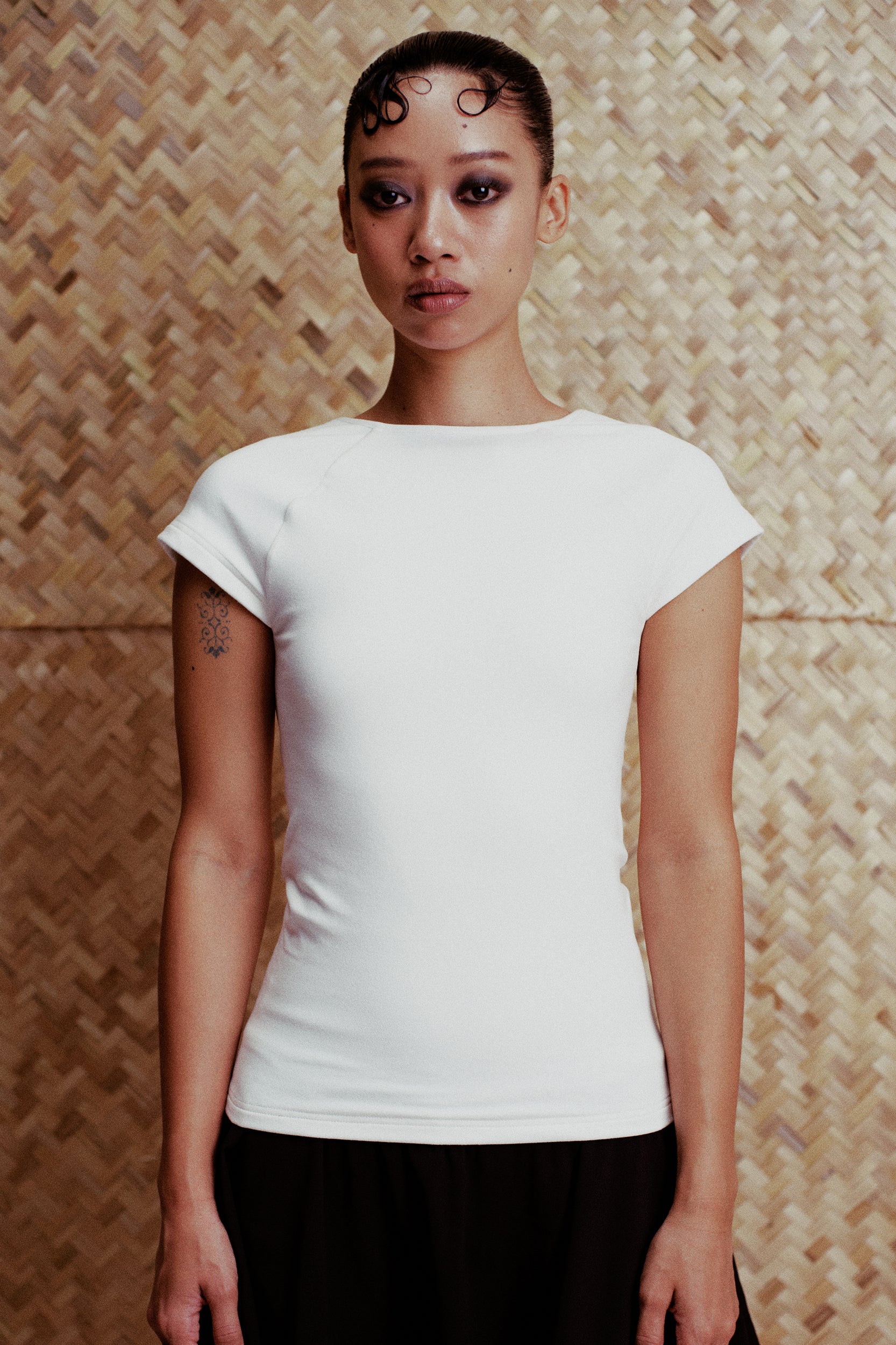 Rhea Reversible Cap-Sleeve Top White