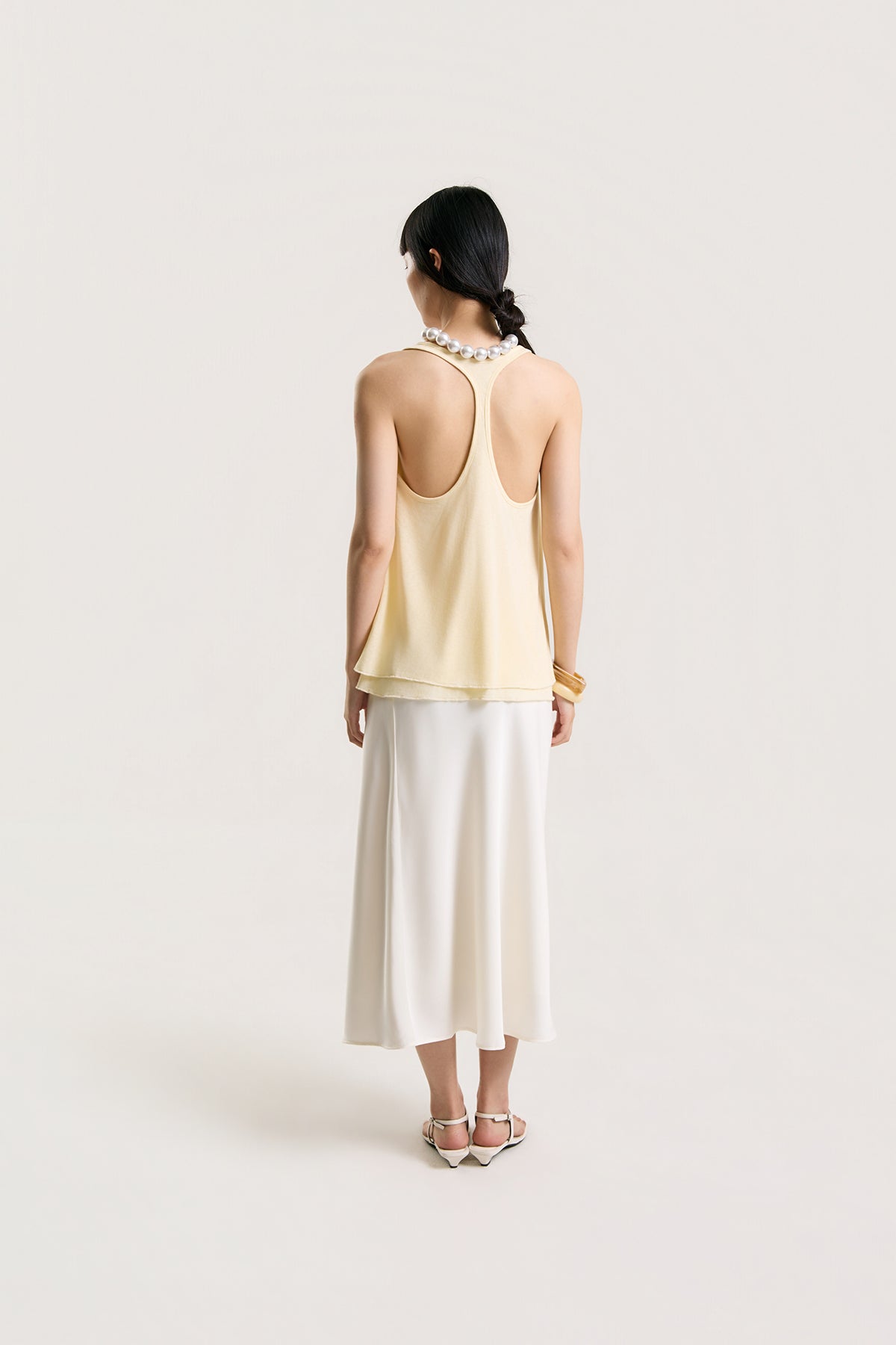OTHER STORE Rosalie Bias-Cut Satin Maxi Skirt in Ivory