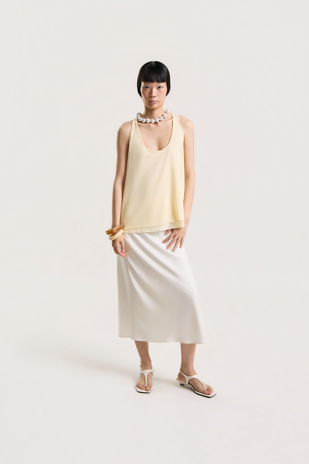 OTHER STORE Rosalie Bias-Cut Satin Maxi Skirt in Ivory