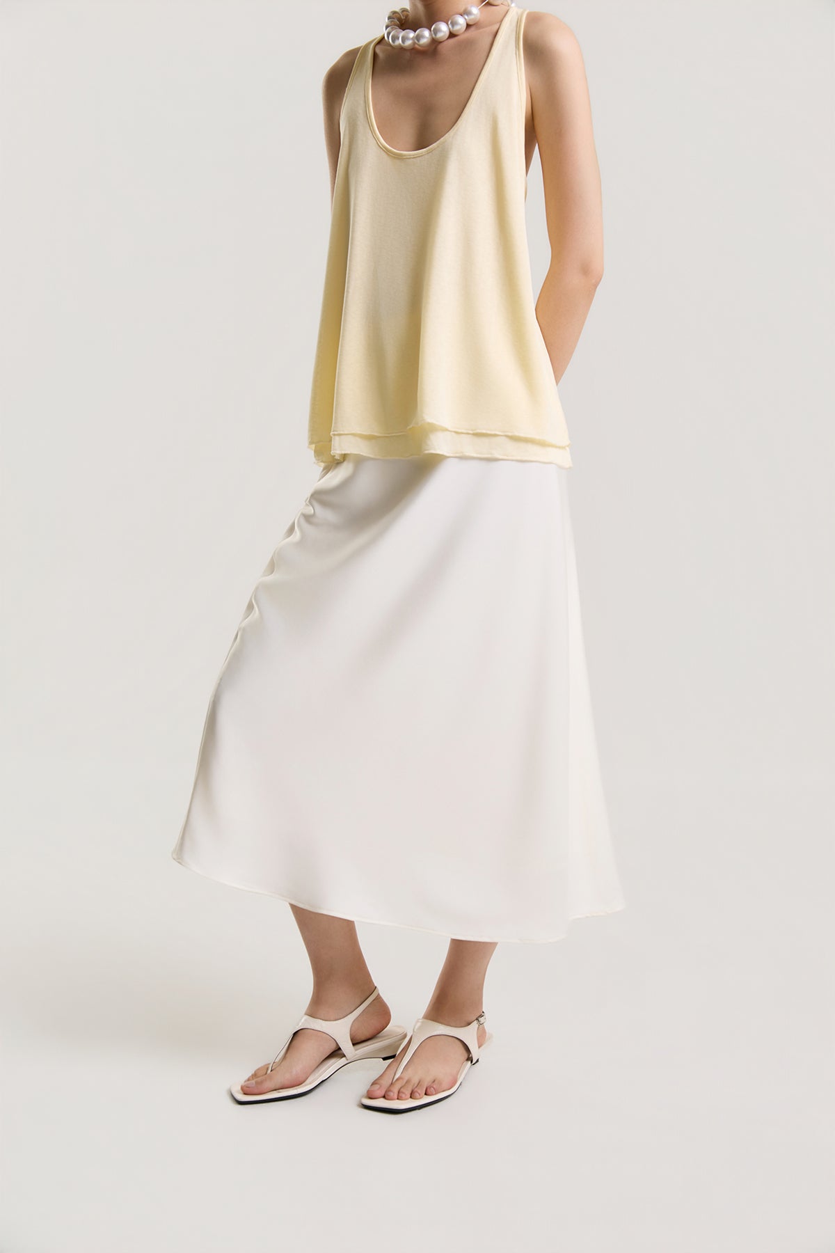 OTHER STORE Rosalie Bias-Cut Satin Maxi Skirt in Ivory