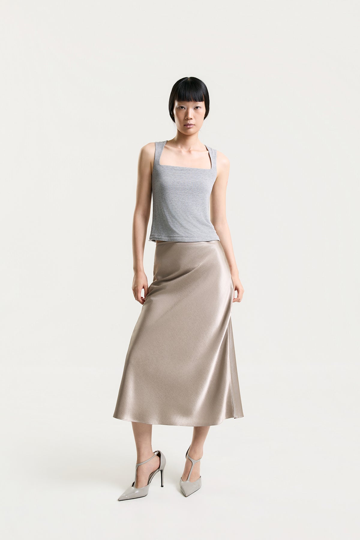 OTHER STORE Rosalie Bias-Cut Satin Maxi Skirt in Champagne