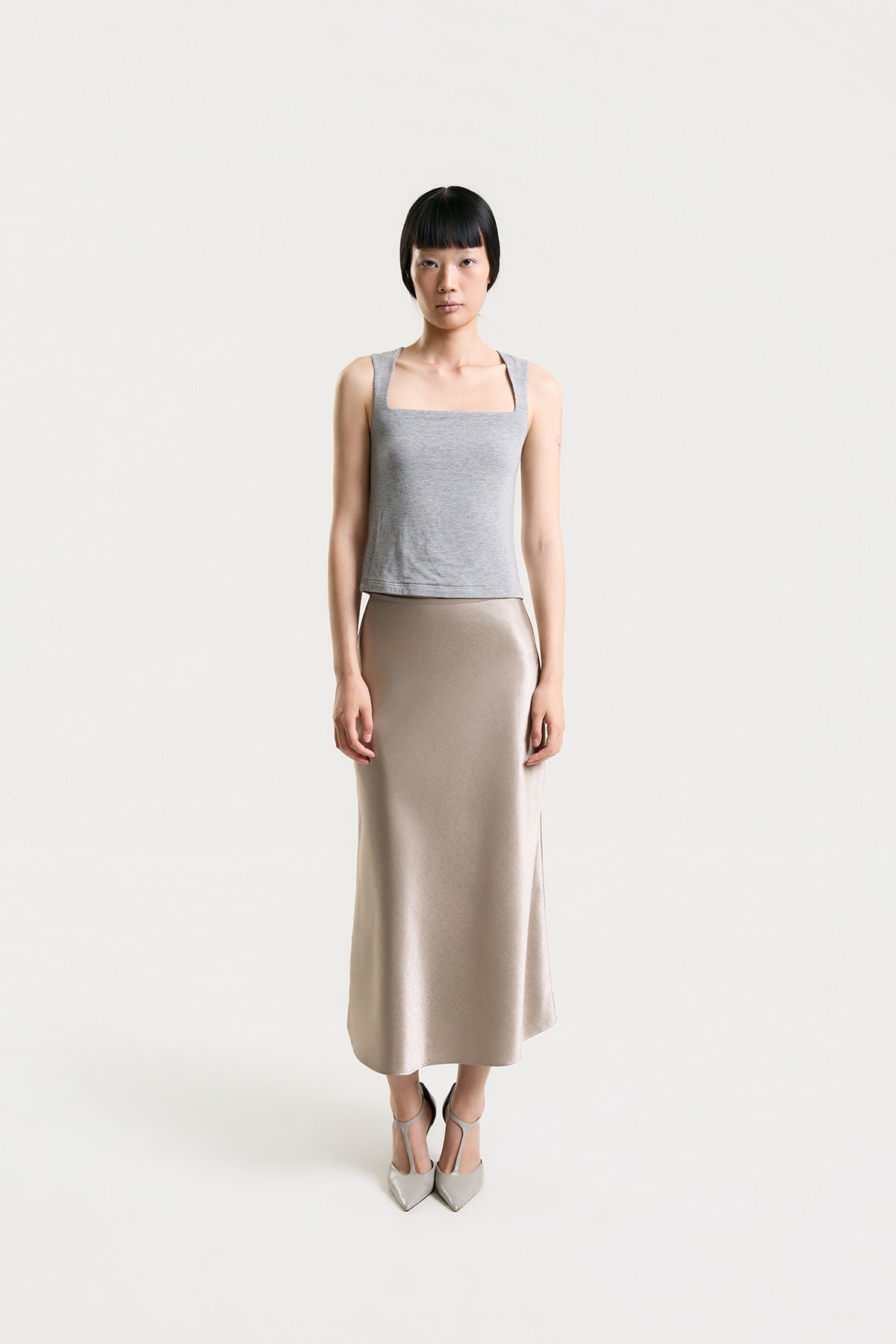 OTHER STORE Rosalie Bias-Cut Satin Maxi Skirt in Champagne