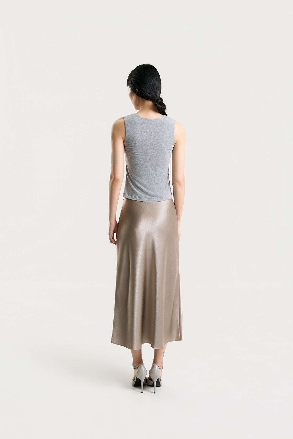 OTHER STORE Rosalie Bias-Cut Satin Maxi Skirt in Champagne