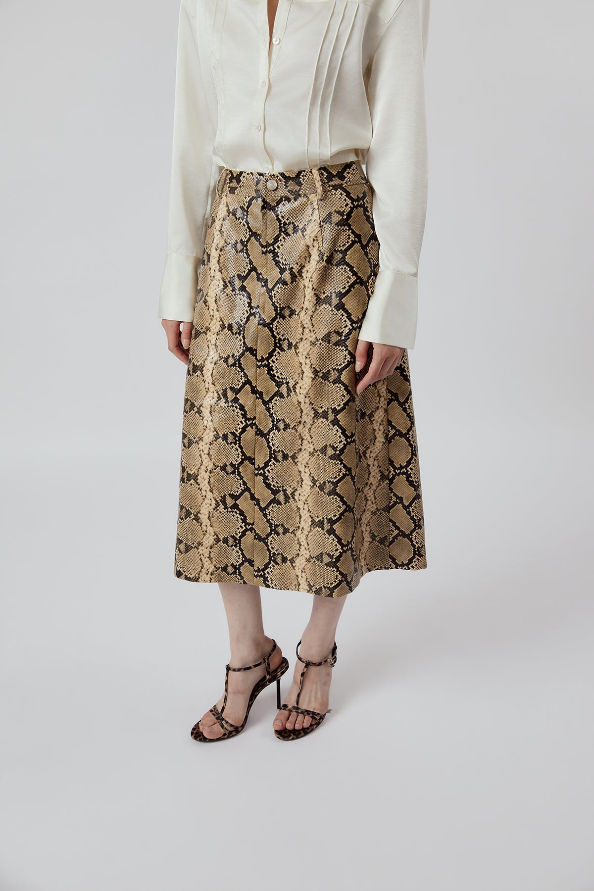 Other Store Sabine Python-Print Pleated Midi Skirt