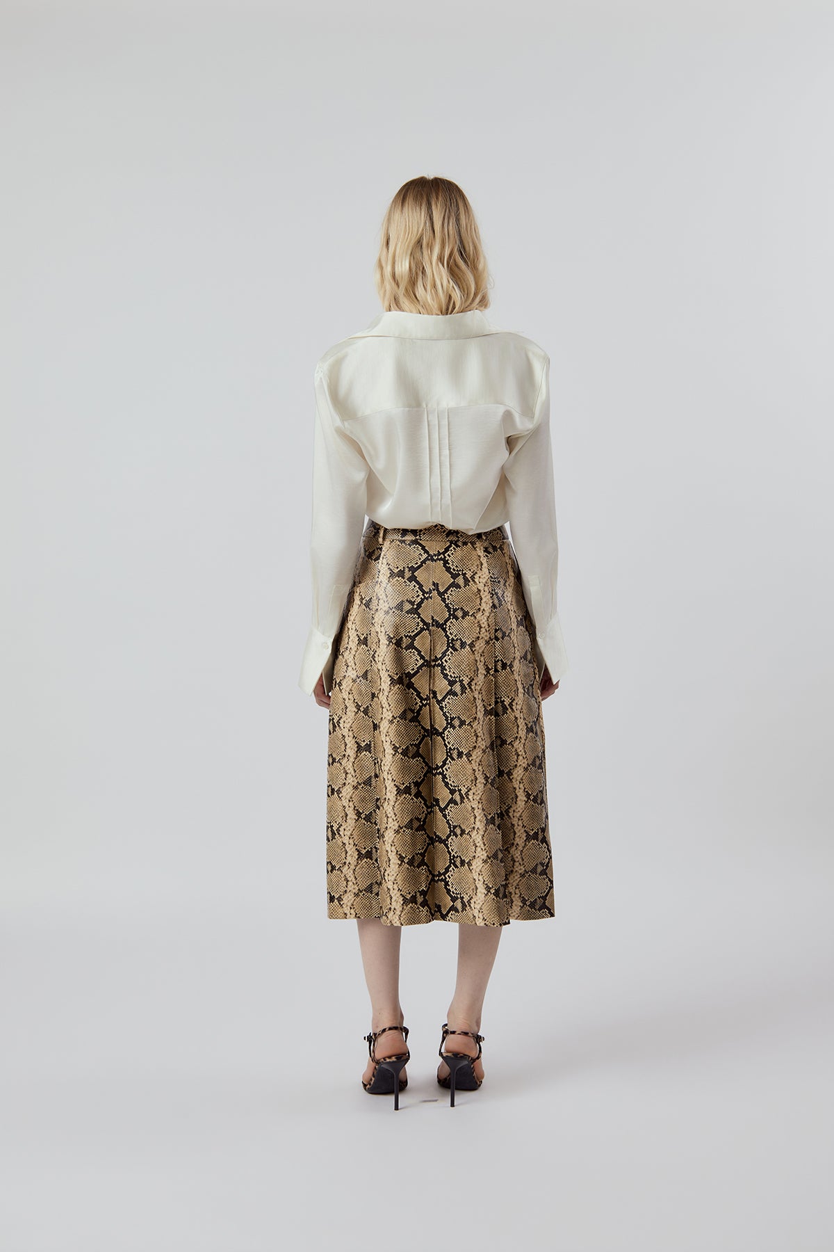 Other Store Sabine Python-Print Pleated Midi Skirt