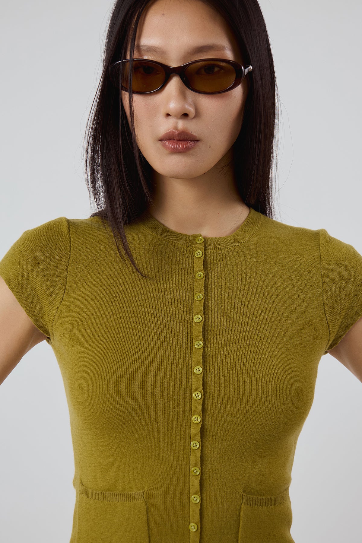 Other Store Sloane Wool Knit Cardigan in Moss Green
