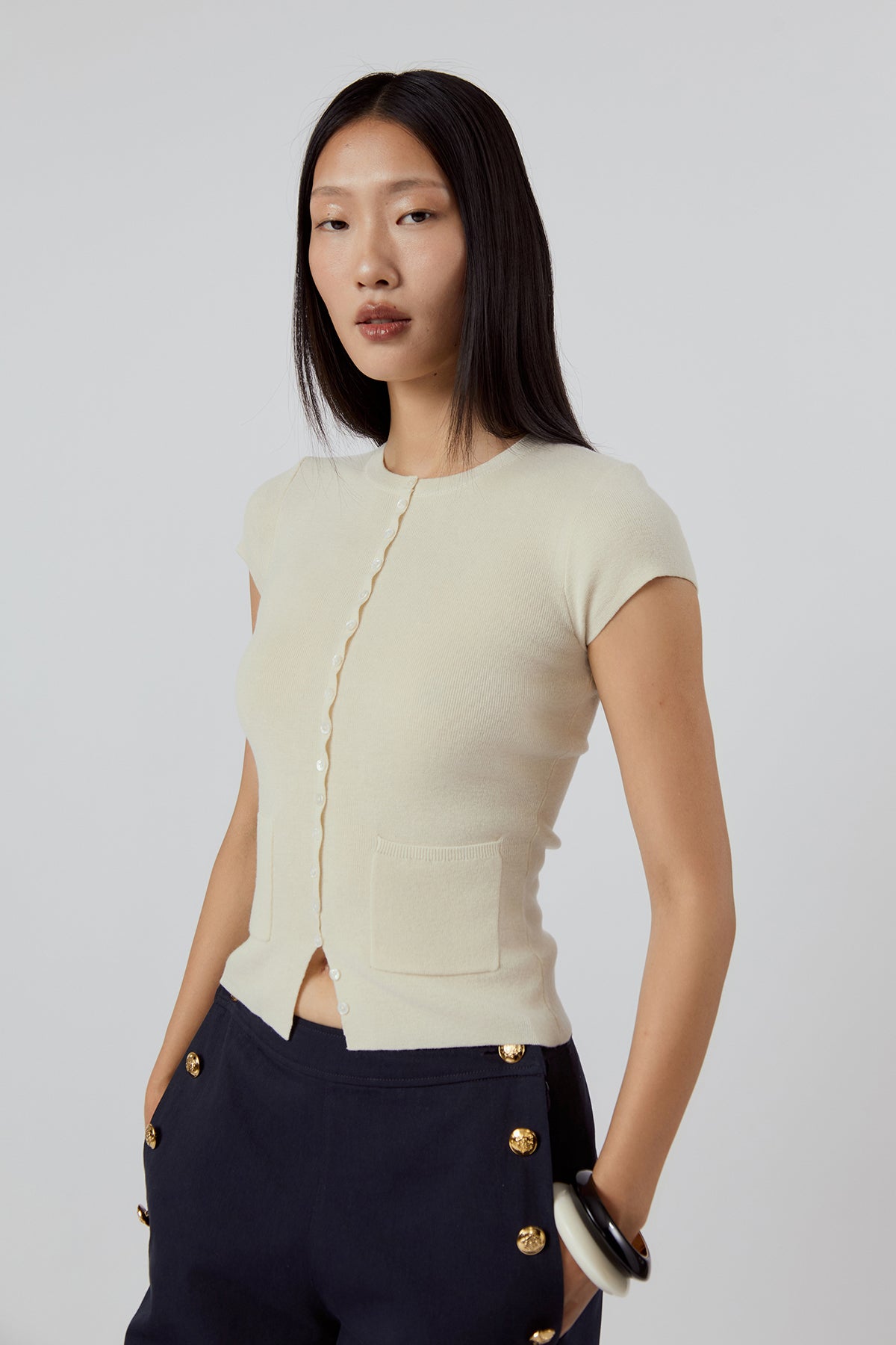 Other Store Sloane Wool Knit Cardigan in Ivory