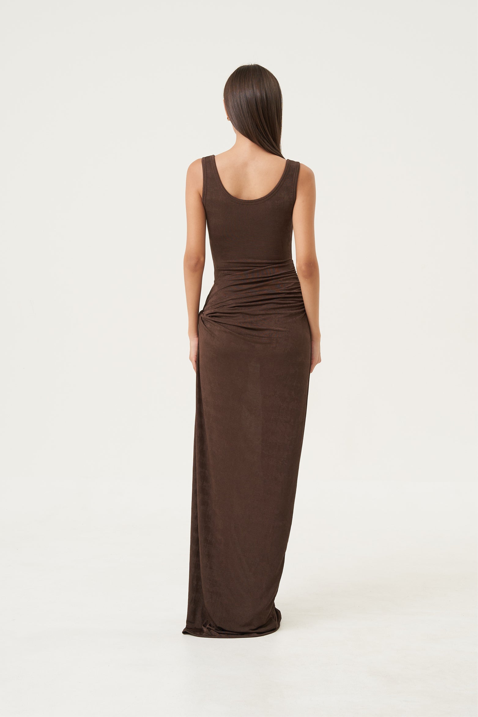 Solea Cutout Drape Dress Dusty Cocoa