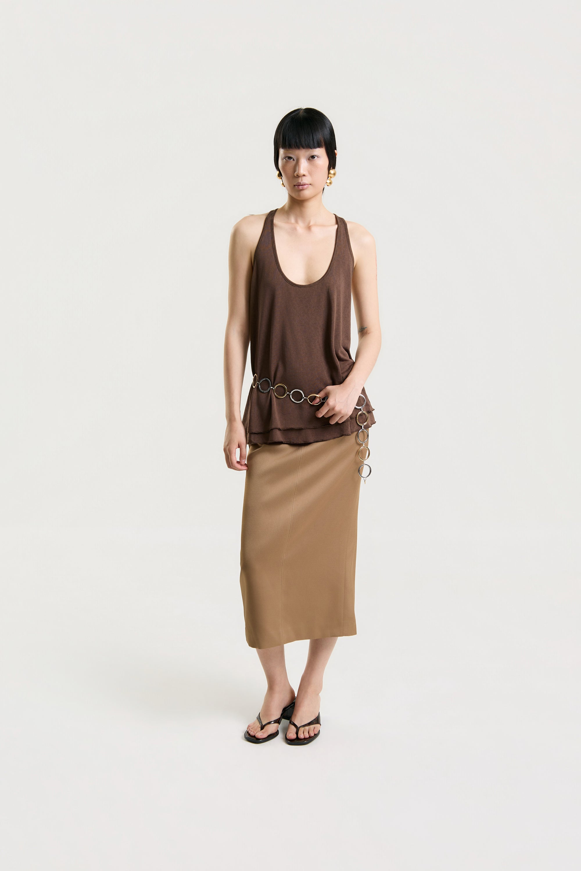 OTHER STORE Sora Layered Tank Top in Brown