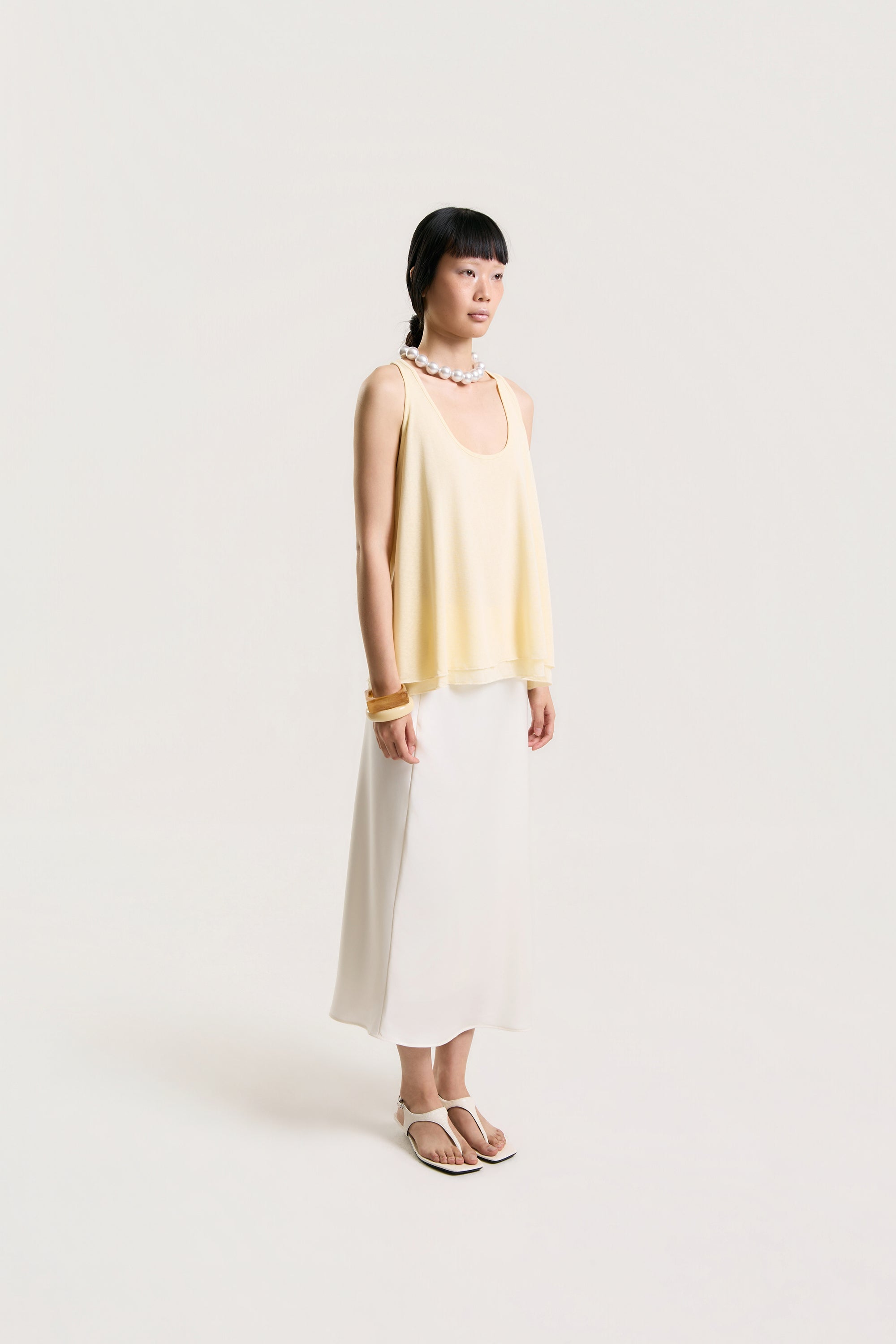 OTHER STORE Sora Layered Tank Topp in Butter Cream