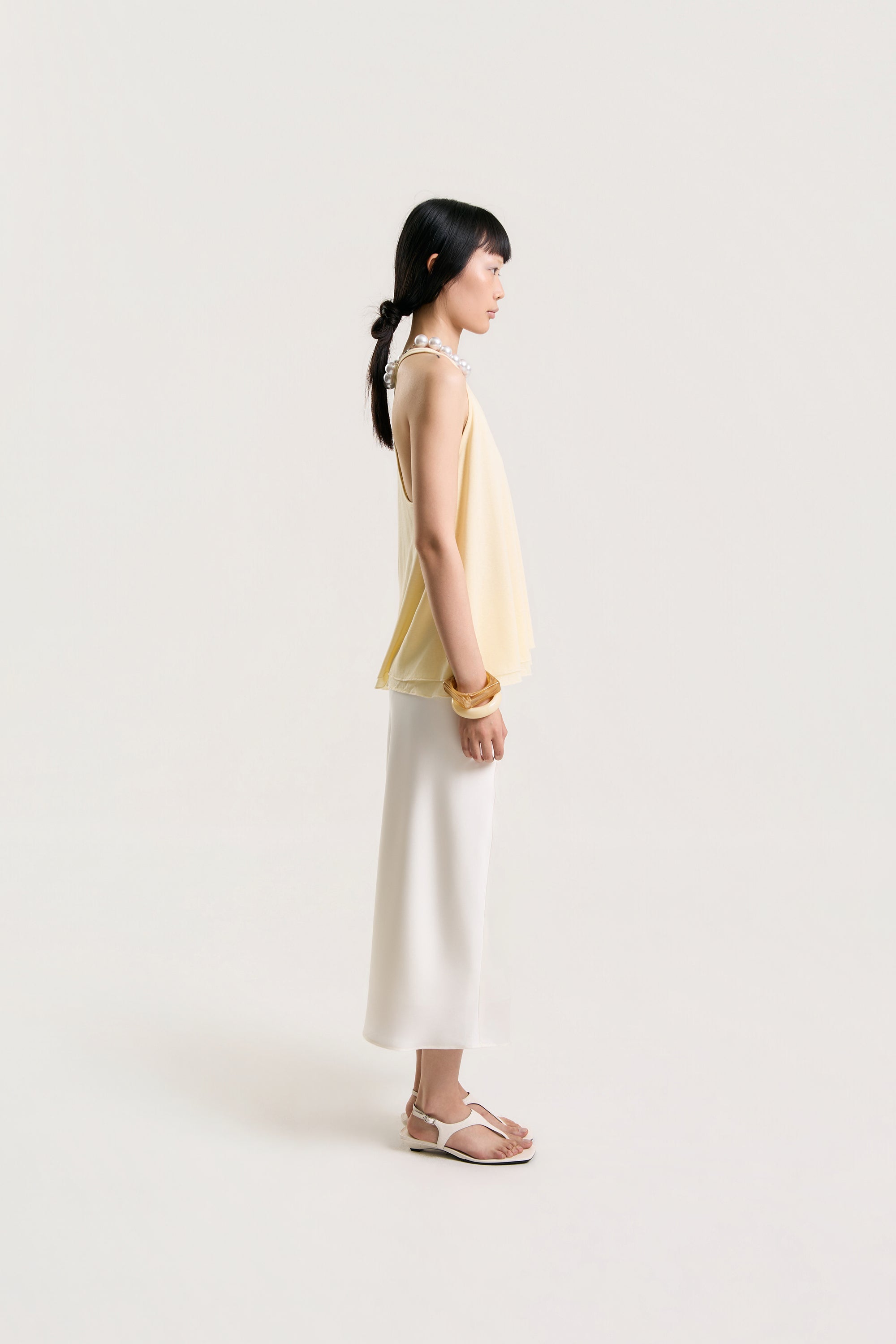 OTHER STORE Sora Layered Tank Topp in Butter Cream