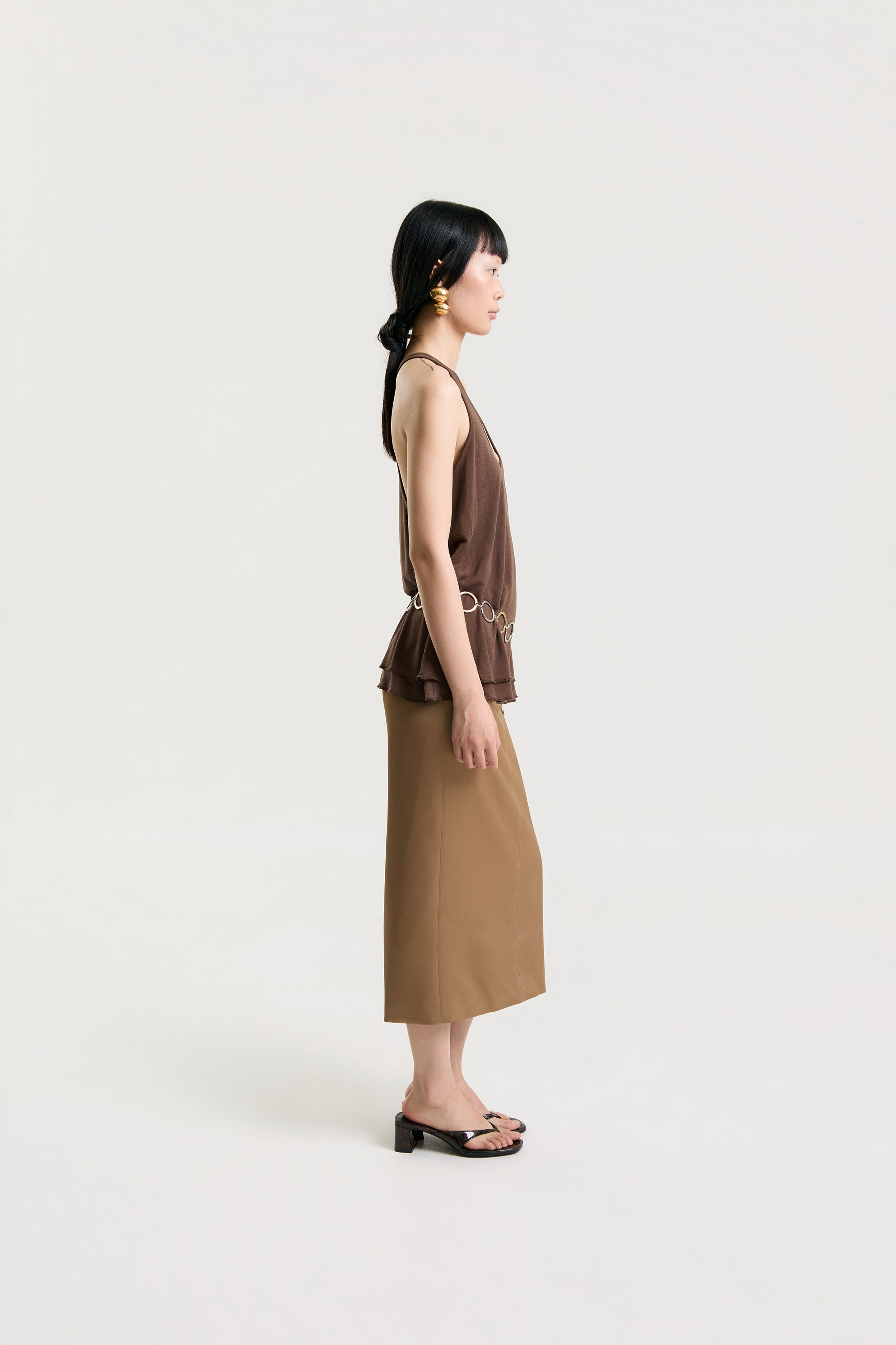 OTHER STORE Sora Layered Tank Top in Brown