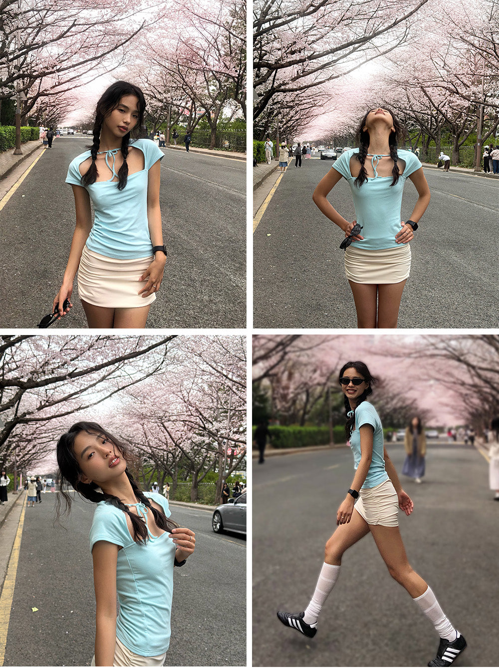 OTHER STORE Rhea Reversible Cap-Sleeve Top Sky Blue