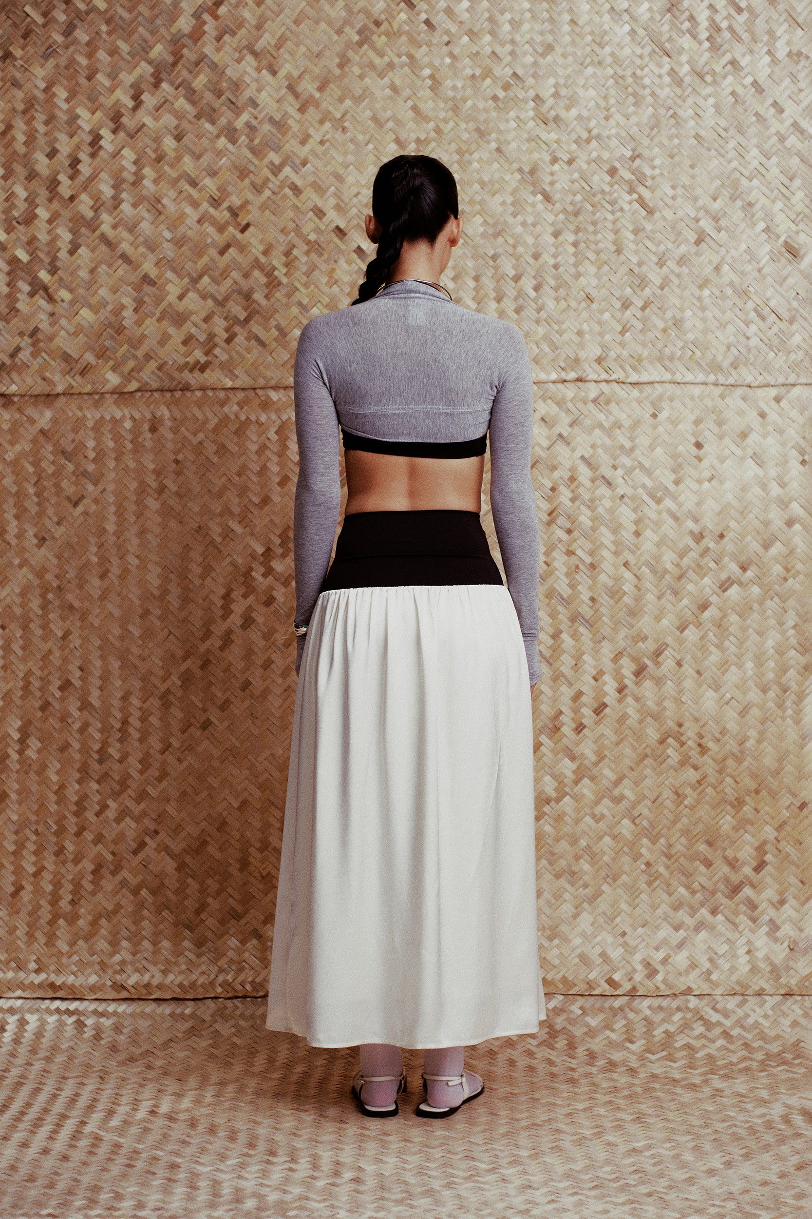 Tessa Cropped Fitted Shrug Top Grey