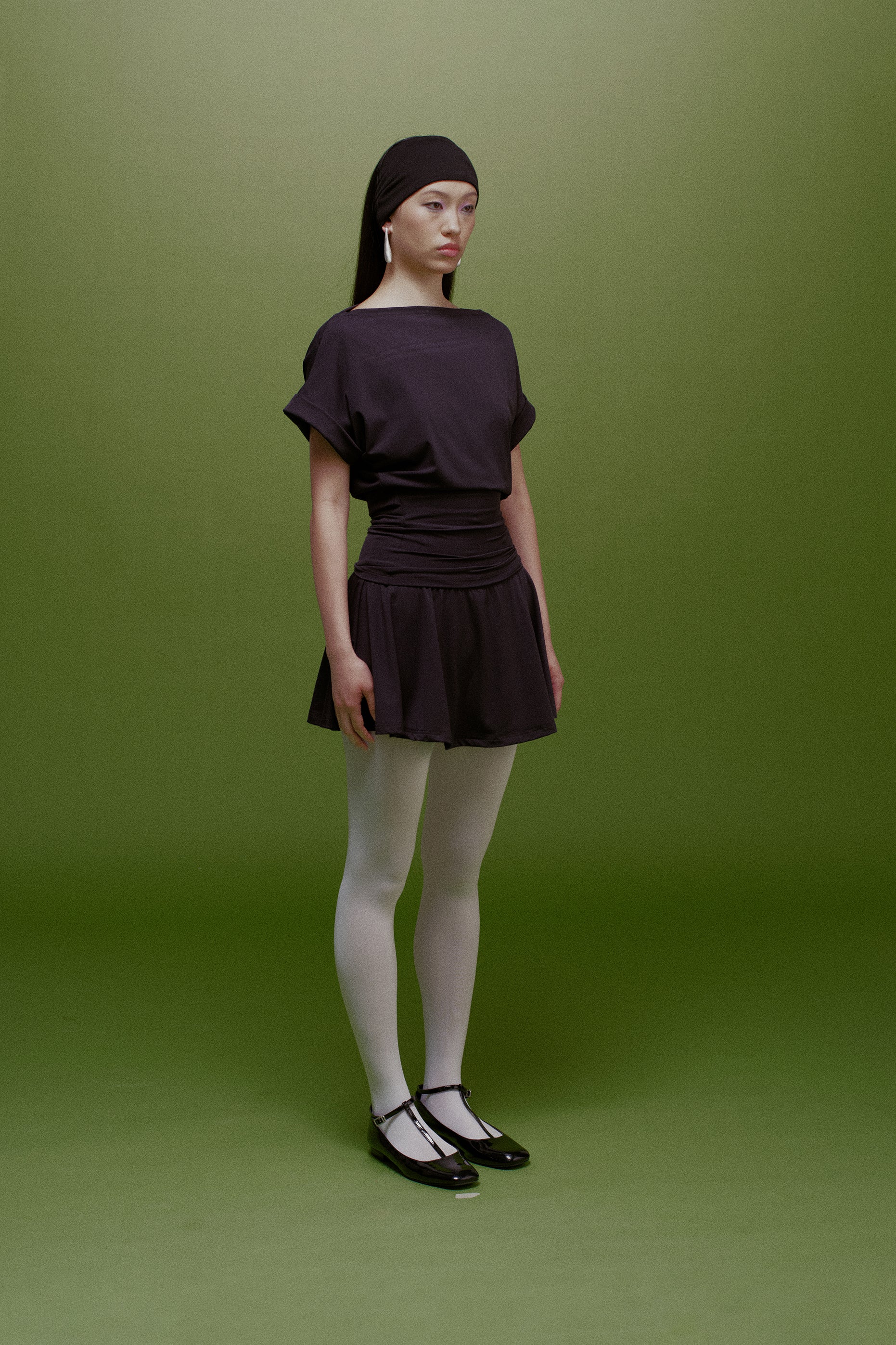 Thea High-Waisted Pleated Mini Skirt Black