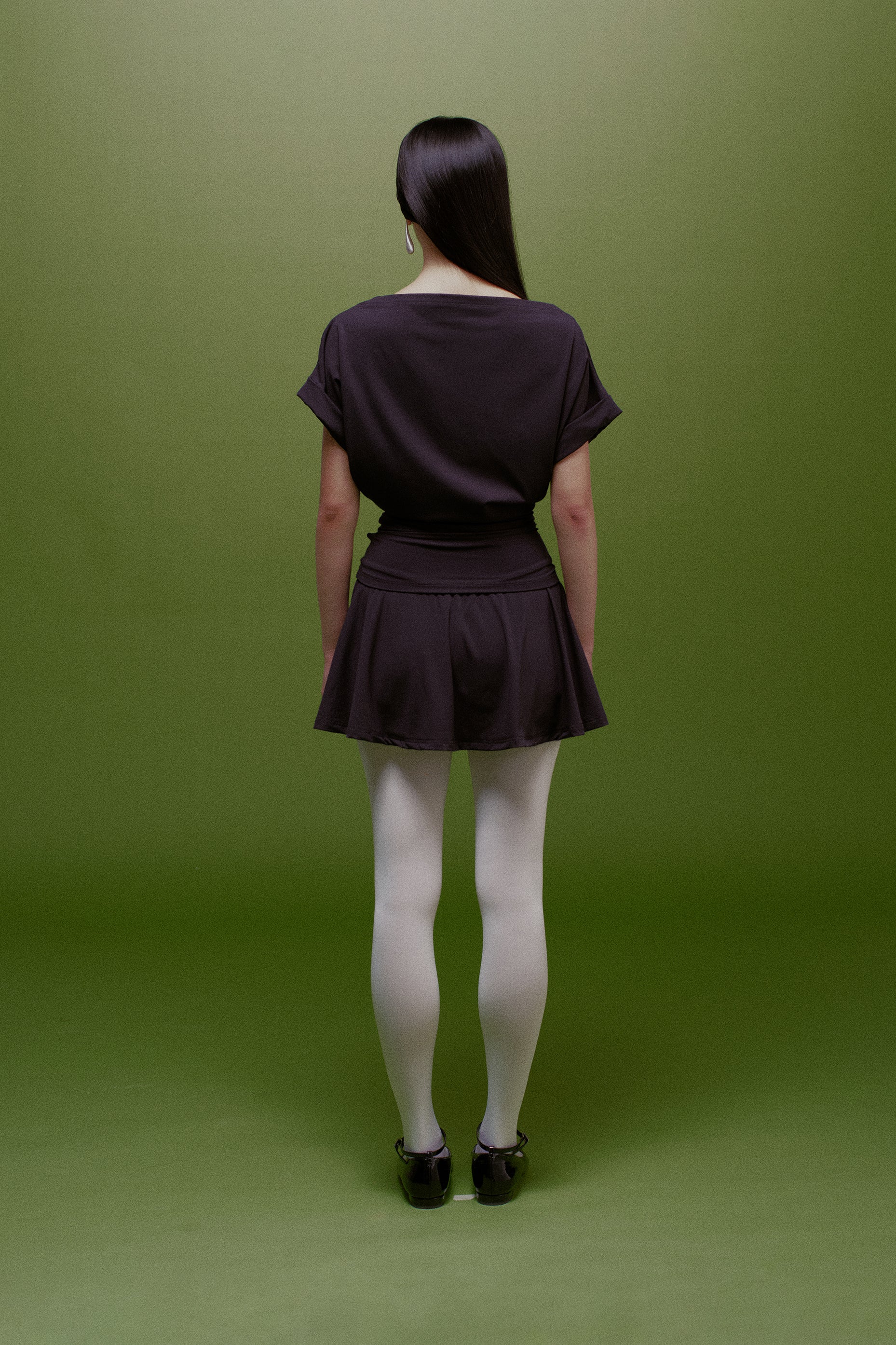 Thea High-Waisted Pleated Mini Skirt Black