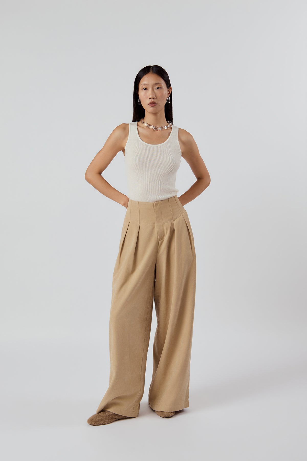 Other Store Vesper Boned Wide-Leg Trousers in Sandstone