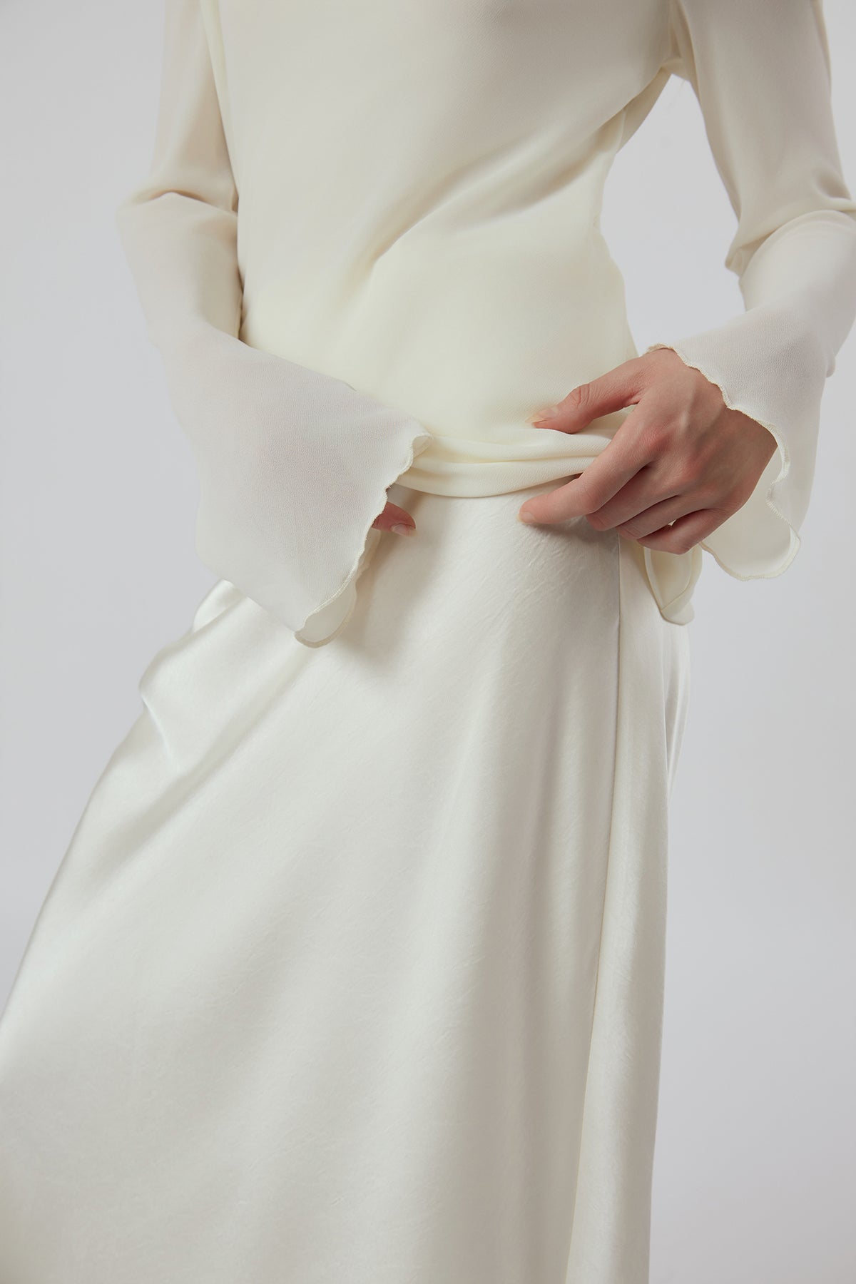 OTHER STORE Vesper Cowl-Neck Layered Maxi Dress in Ivory