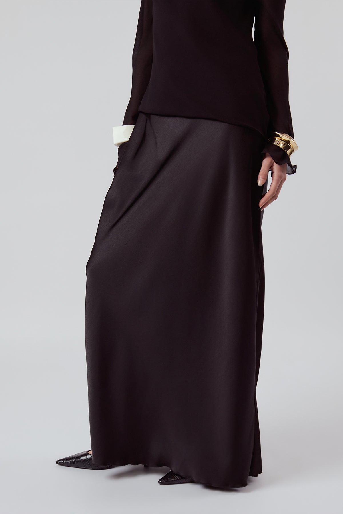 OTHER STORE Vesper Cowl-Neck Layered Maxi Dress in Black