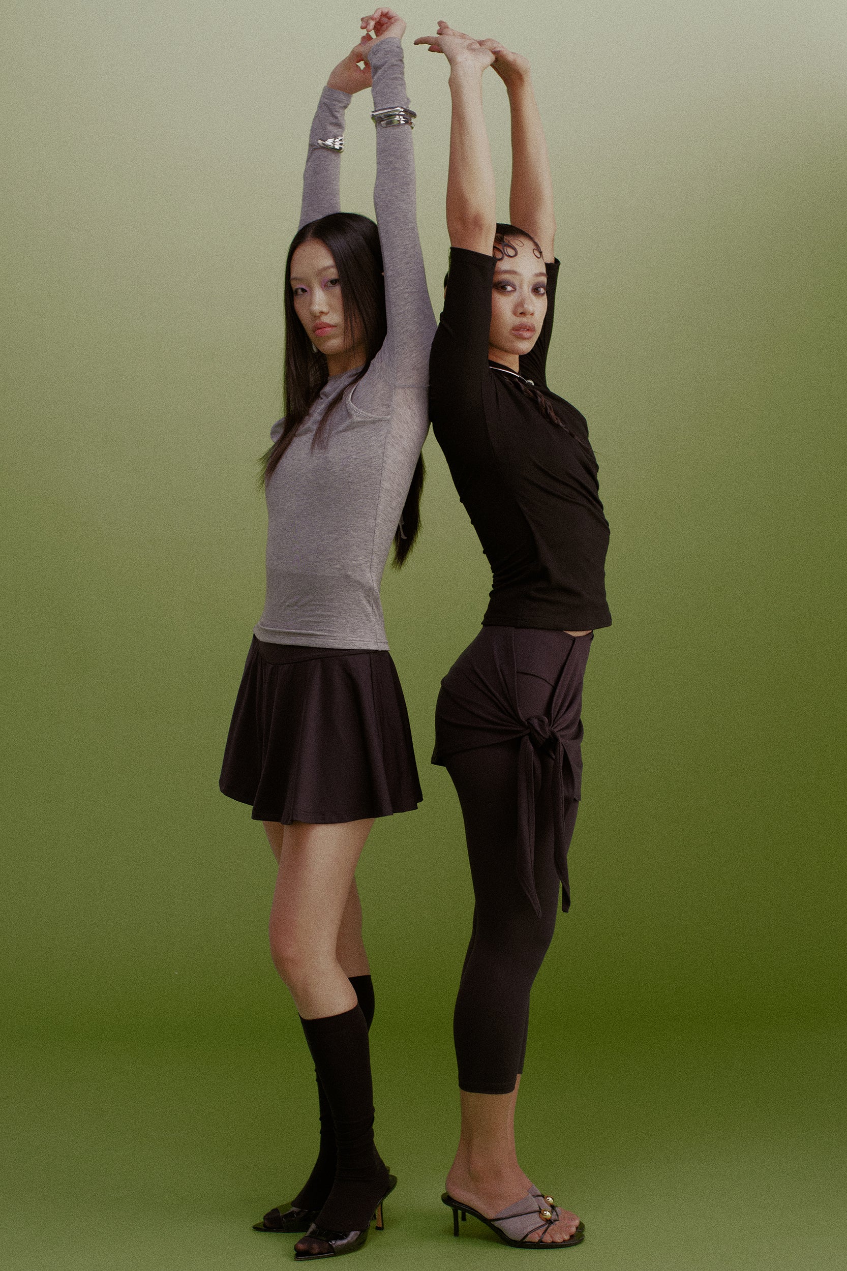 Zora Layered Off-Shoulder Fitted Top Grey