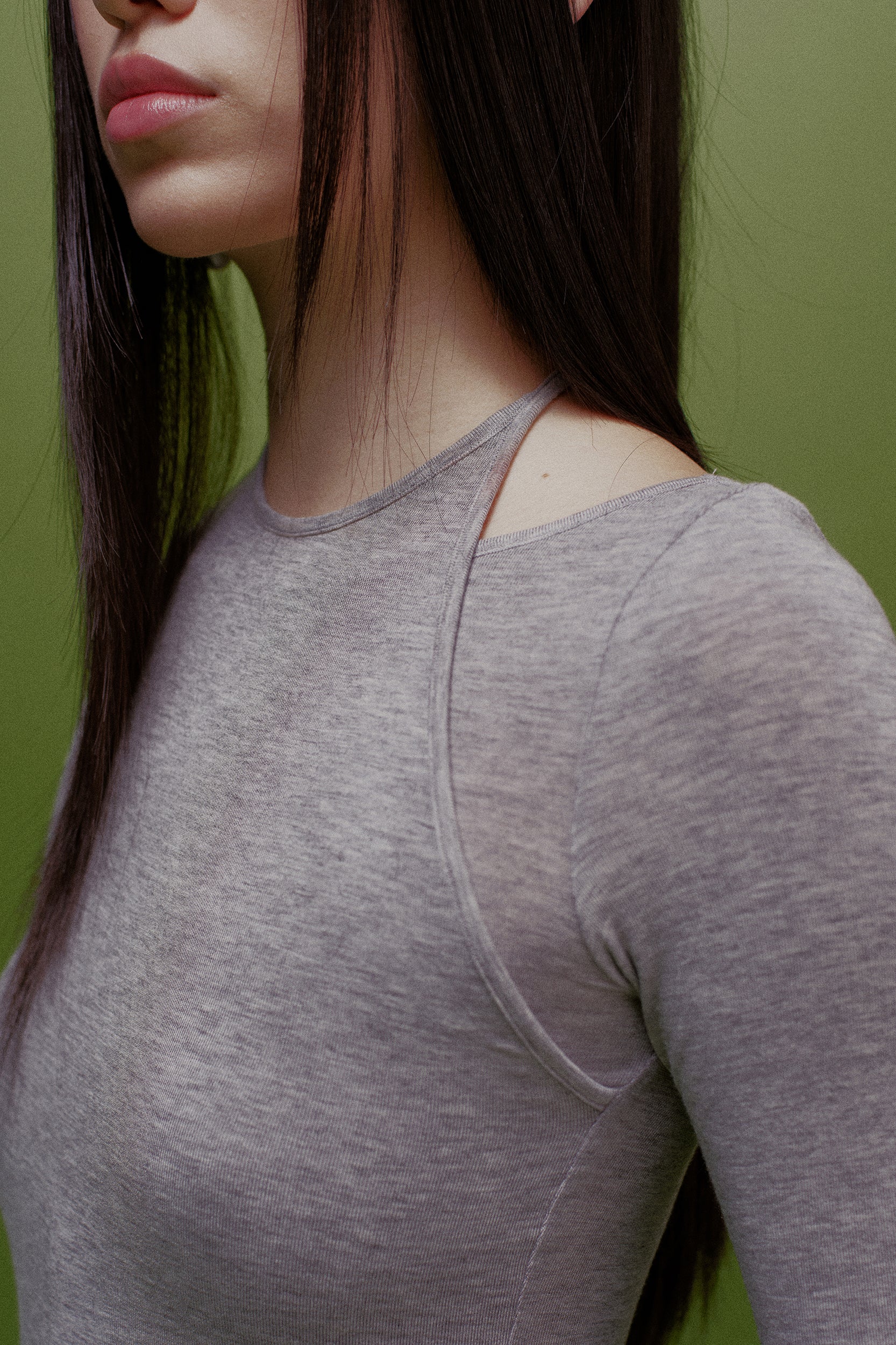 Zora Layered Off-Shoulder Fitted Top Grey