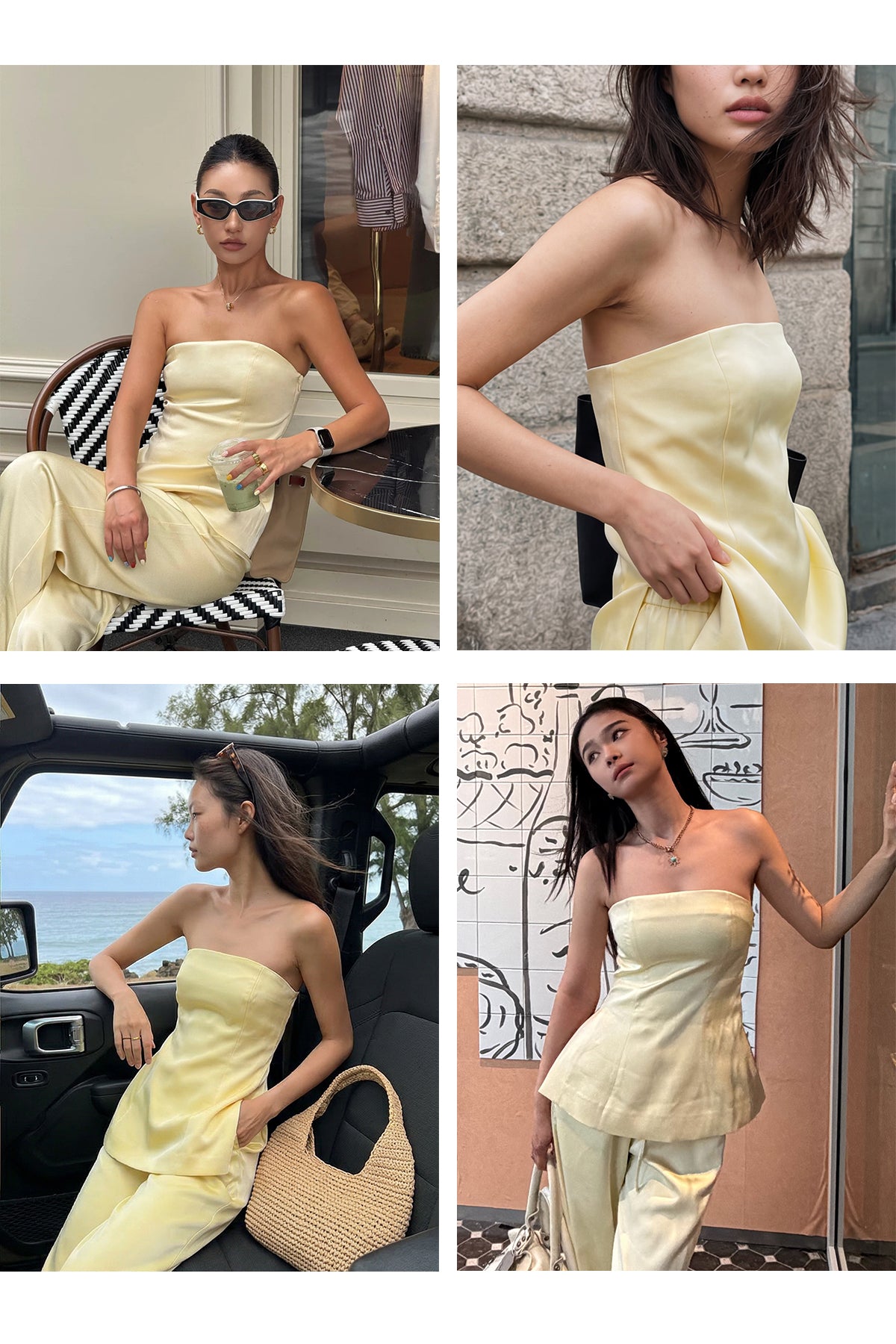 Other Store Elira Side Slit Versatile Strapless Yellow Tube Top