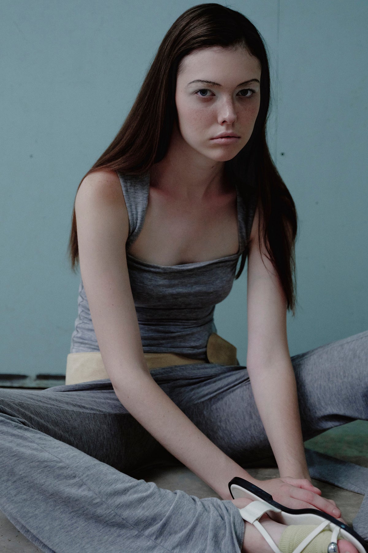 OTHER STORE Elowen Layered Wrap Pants Set in Heather Grey