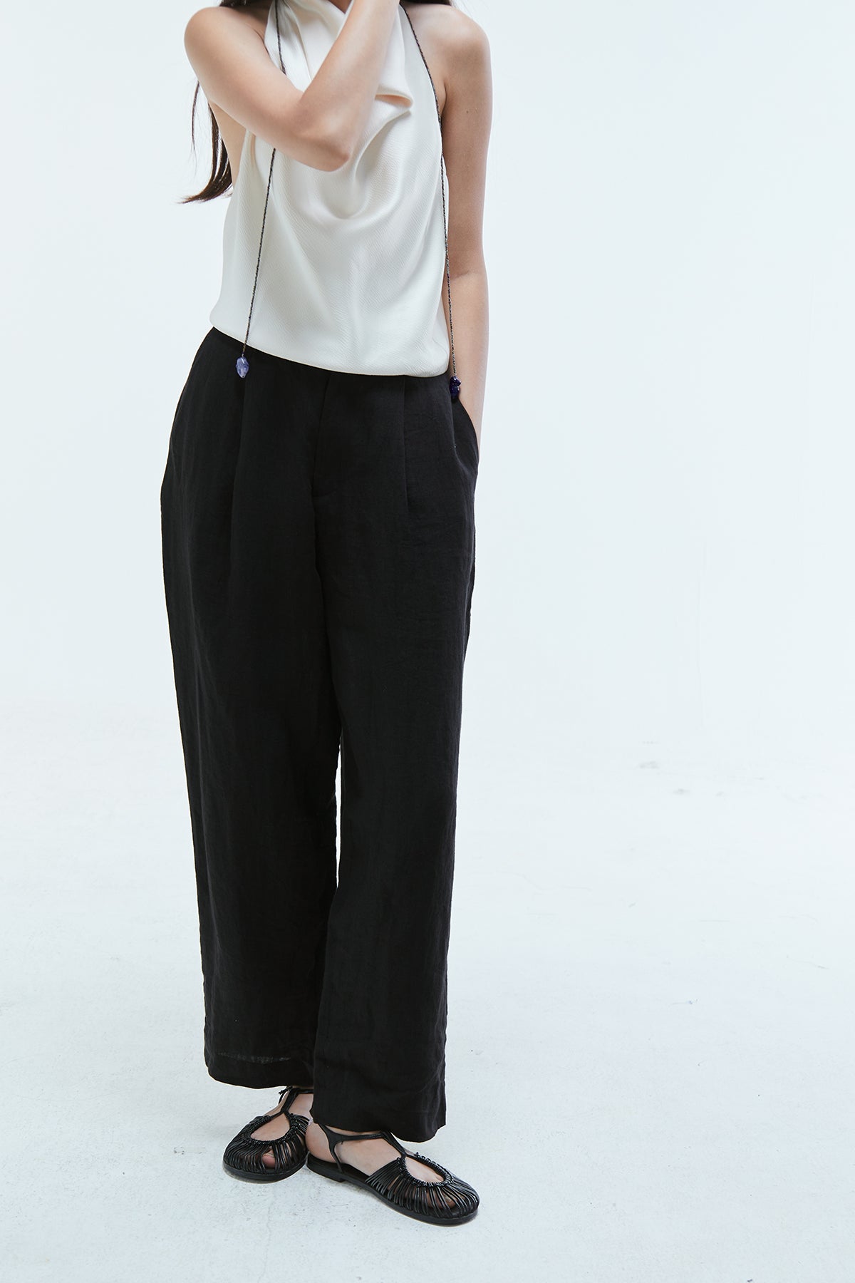 Calypso Drape Halter Top Ivory